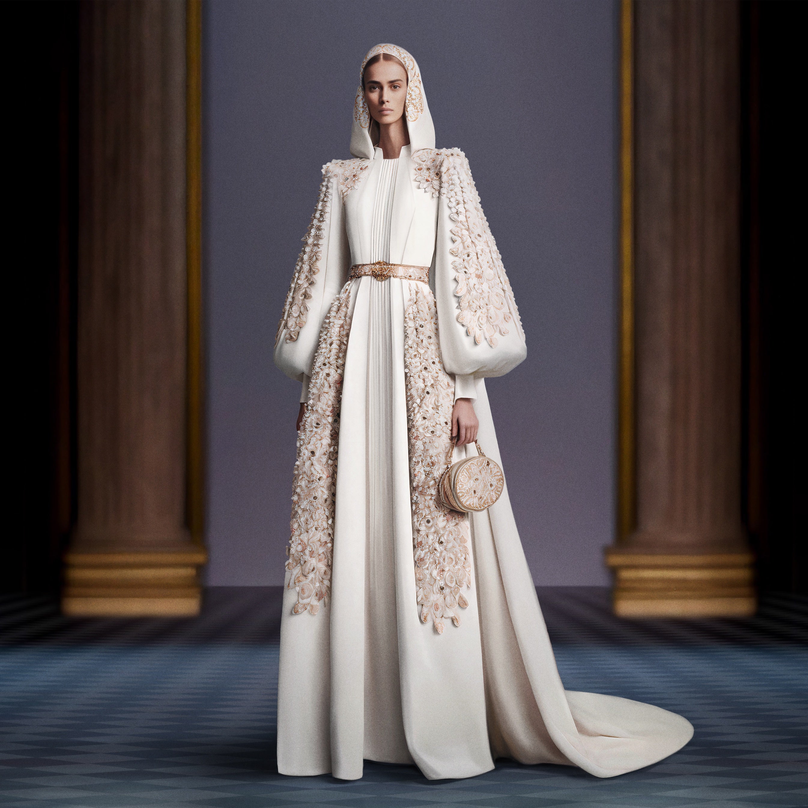 Crepe beaded kaftan – Saiid Kobeisy Online