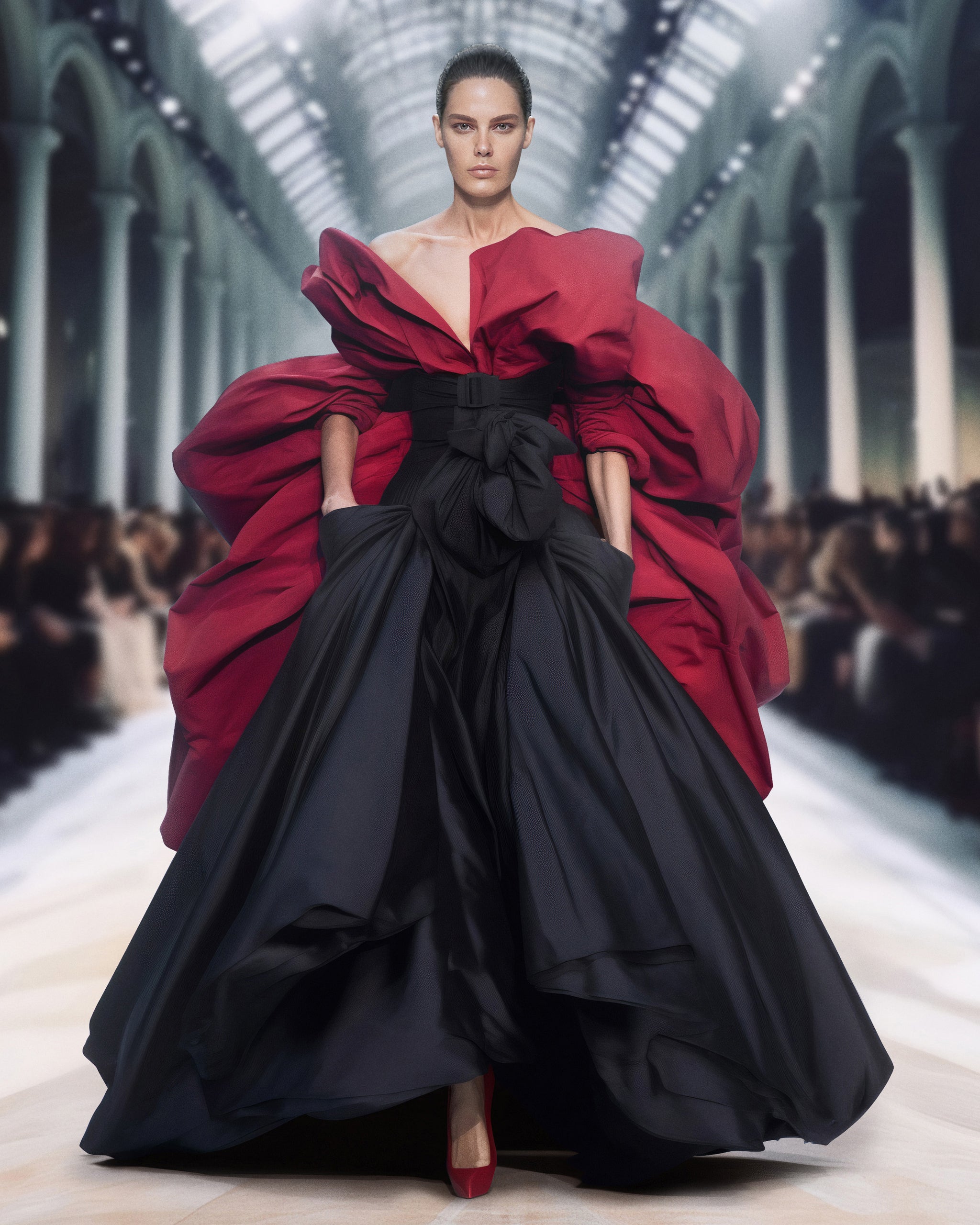 Taffeta draped dress – Saiid Kobeisy Online