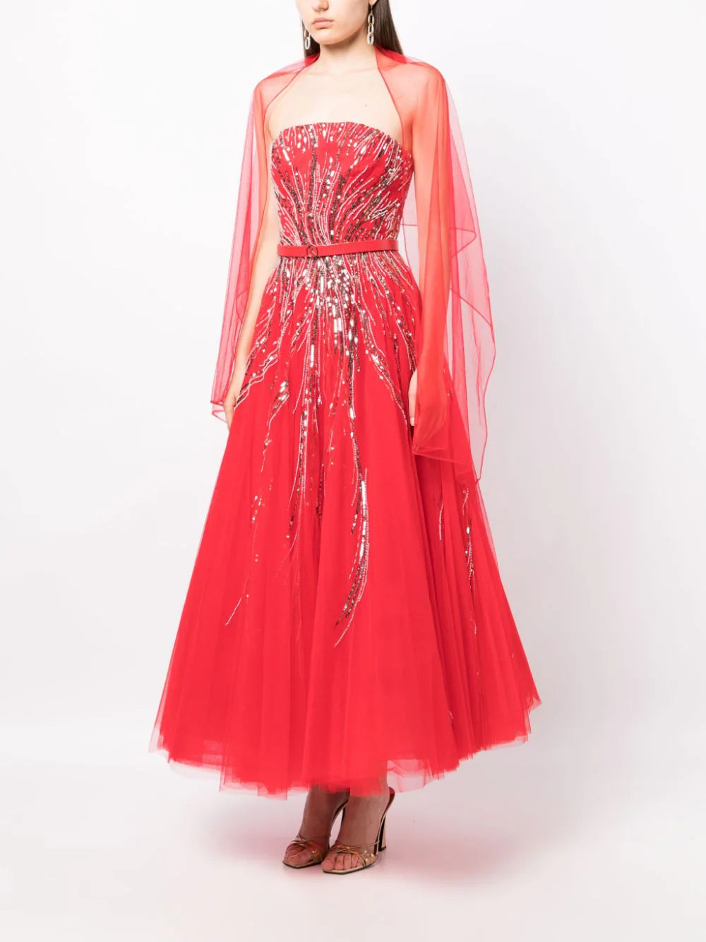 美品 ANDRESD taffeta tulle vest set dress Taffeta draped dress with beading – Saiid Kobeisy Online