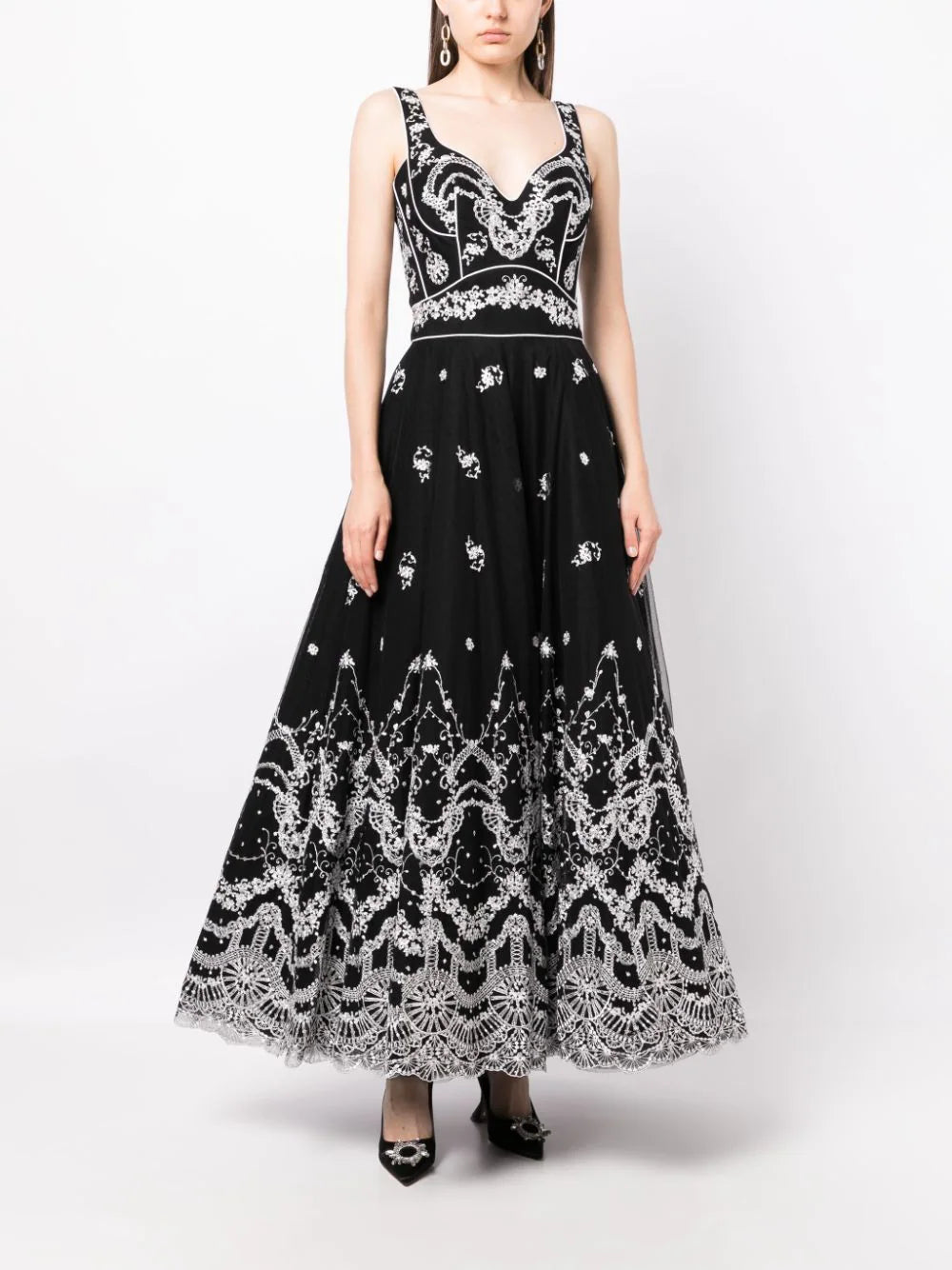 Sleeveless Embroidered Tulle Dress  Saiid Kobeisy Online