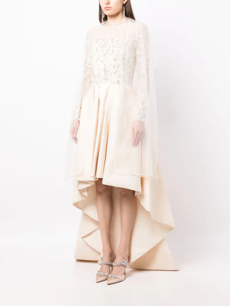 High-Low Brocade Beaded Dress Saiid Kobeisy Online High-Low Brocade Beaded Dress Saiid Kobeisy Online