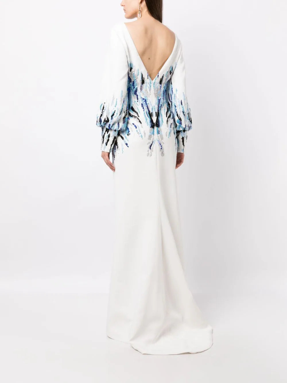 Saiid Kobeisy Crepe beaded maxi-dress - White