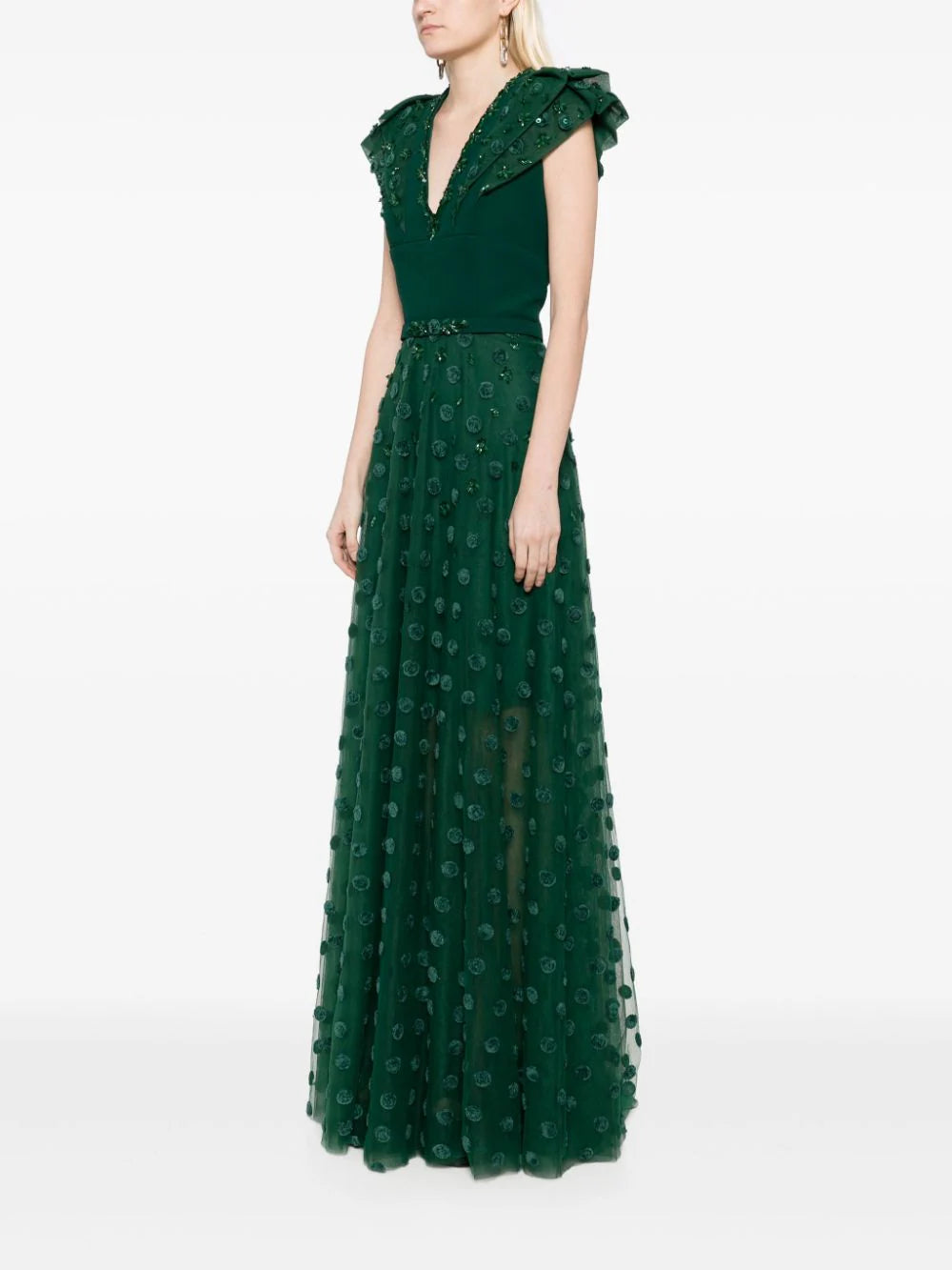 Beaded Tulle Dress With Polka Dots – Saiid Kobeisy Online Beaded Tulle Dress With Polka Dots – Saiid Kobeisy Online