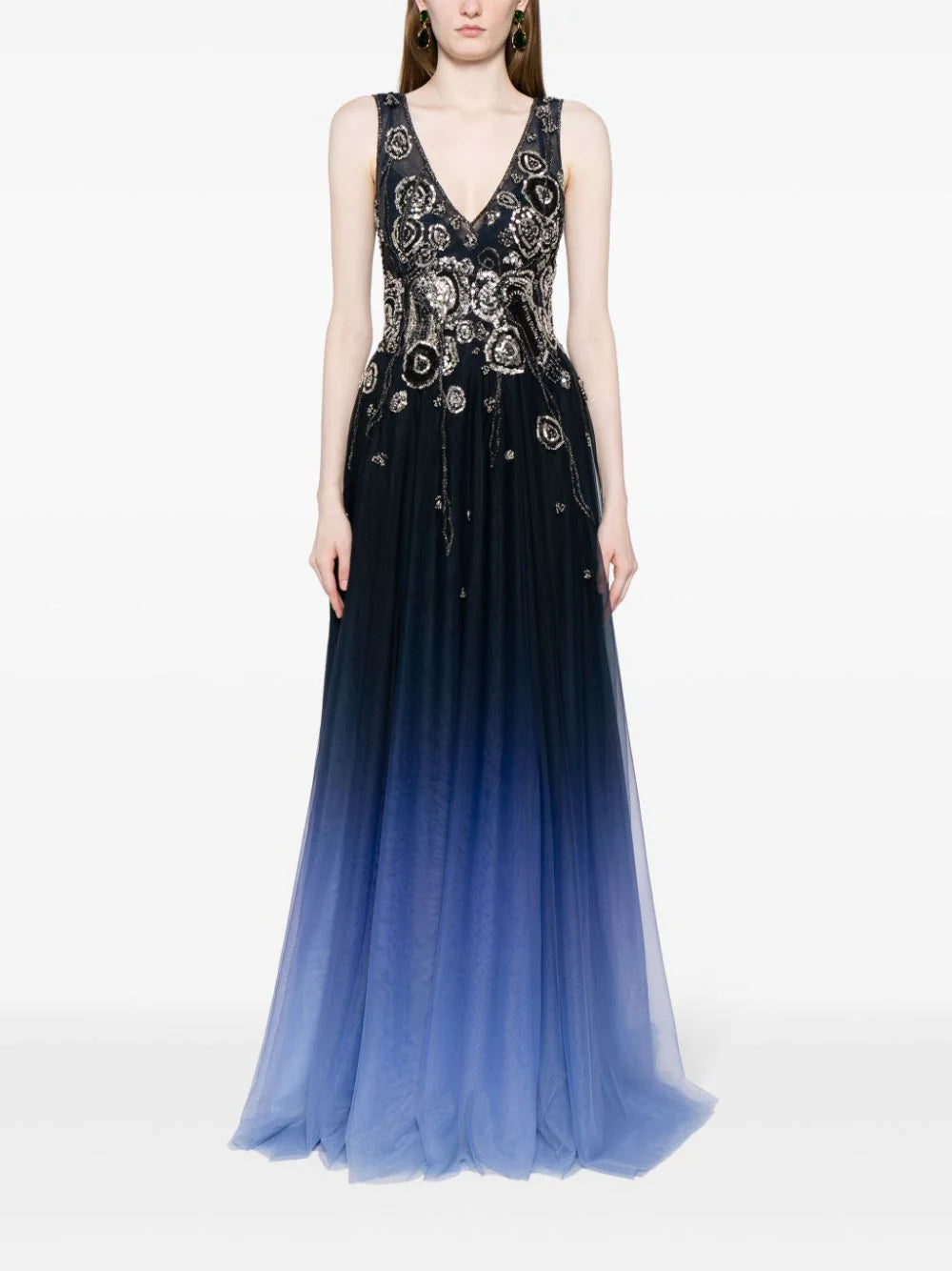 Gradient printed dress with beading – Saiid Kobeisy Online