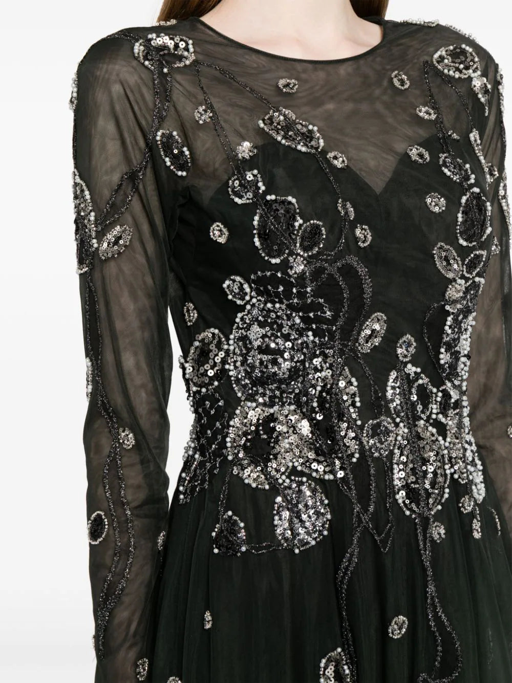 Gradient printed dress with beading – Saiid Kobeisy Online
