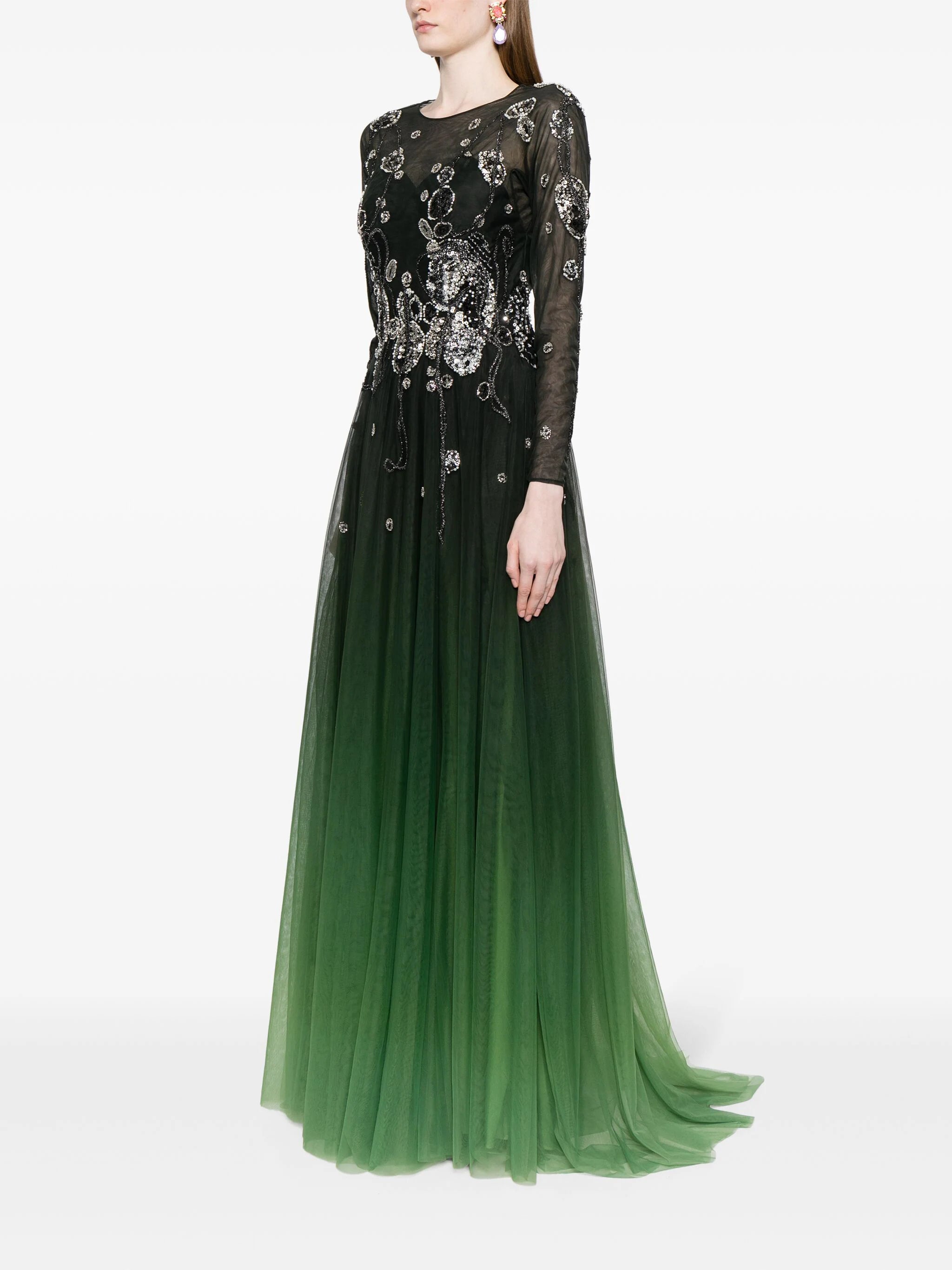 Gradient printed dress with beading – Saiid Kobeisy Online