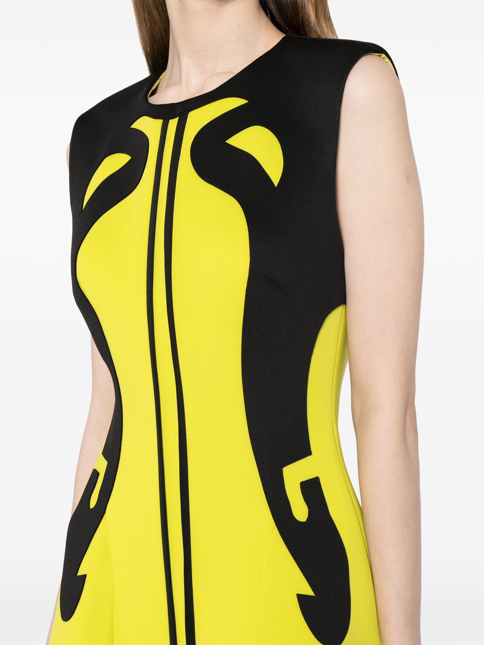 Neoprene dress with abstract contrast cuts – Saiid Kobeisy