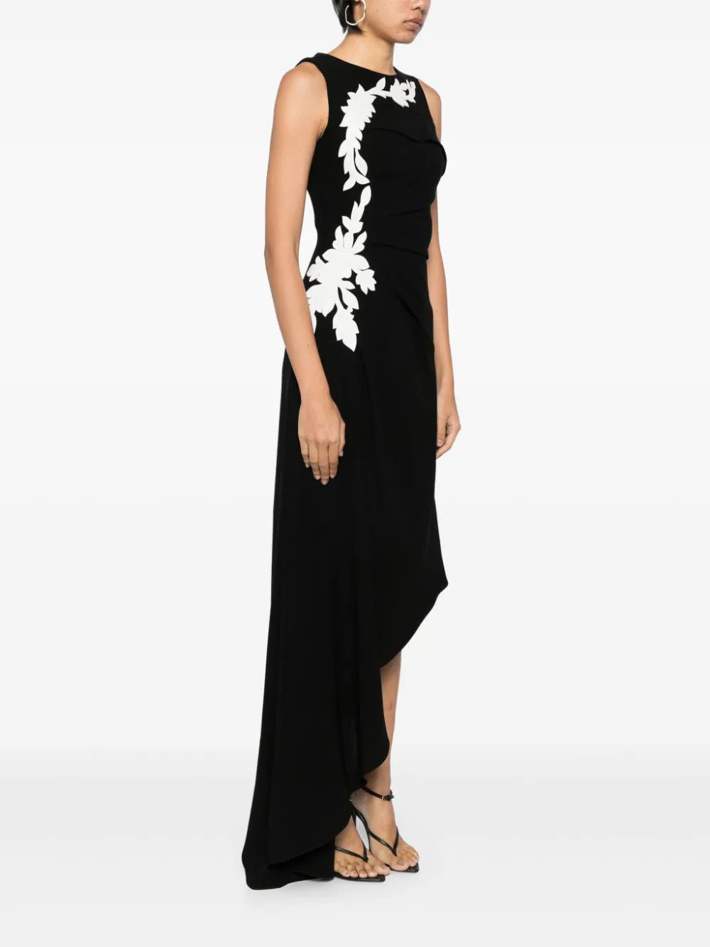 Crepe, high-low dress with matching embroidery – Saiid Crepe, high-low dress with matching embroidery – Saiid