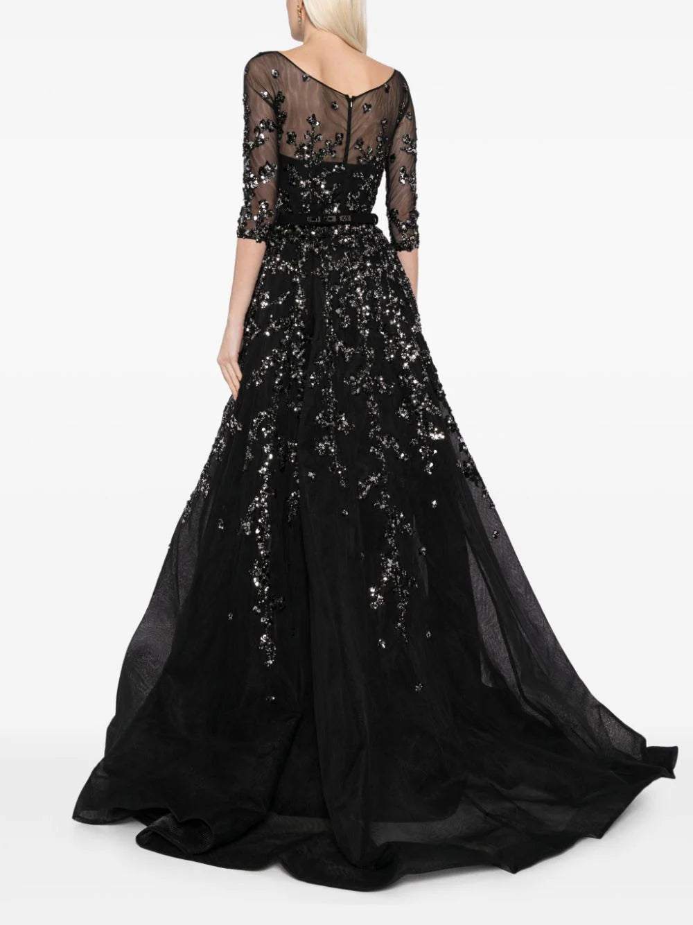 Sayed BE Tulle beaded dress with envelope skirt and overskirt – Saiid