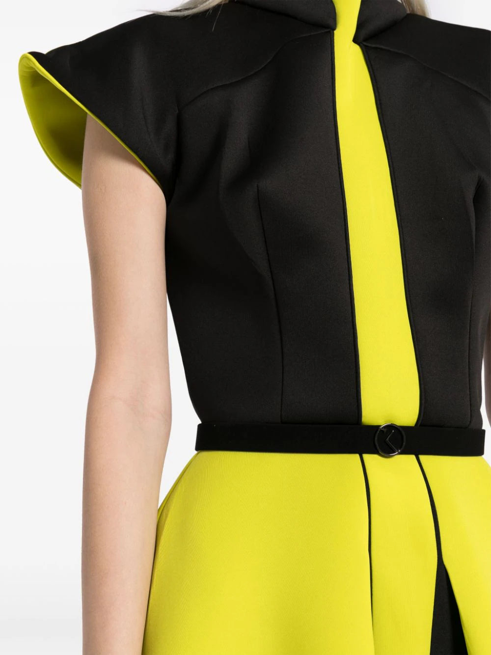 Neoprene dress with wide shoulders – Saiid Kobeisy Online