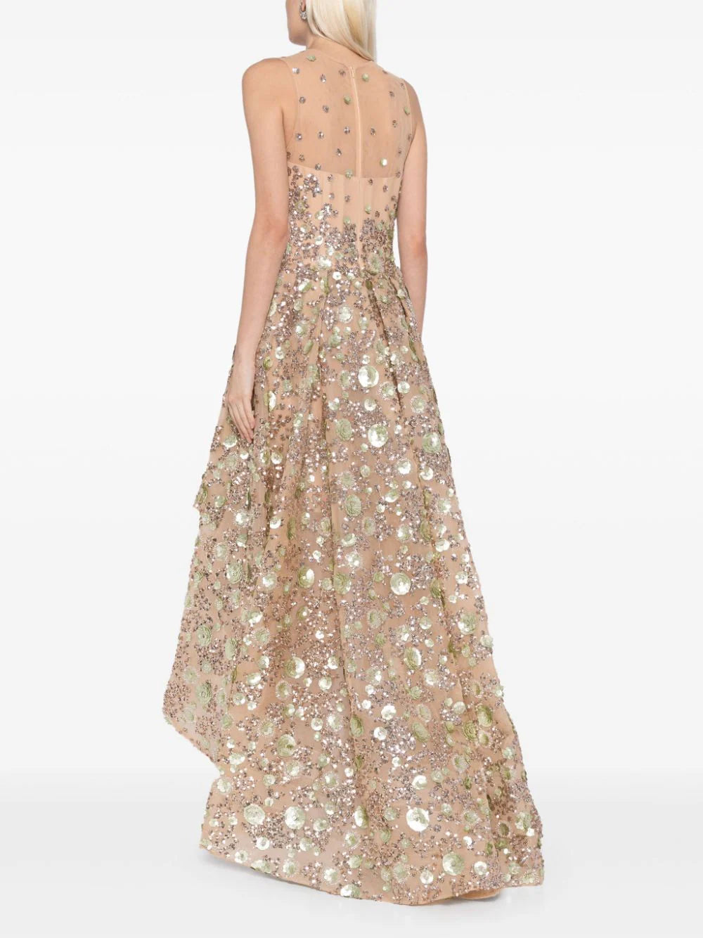 Tulle, high-low dress with dotted beading – Saiid Kobeisy Online