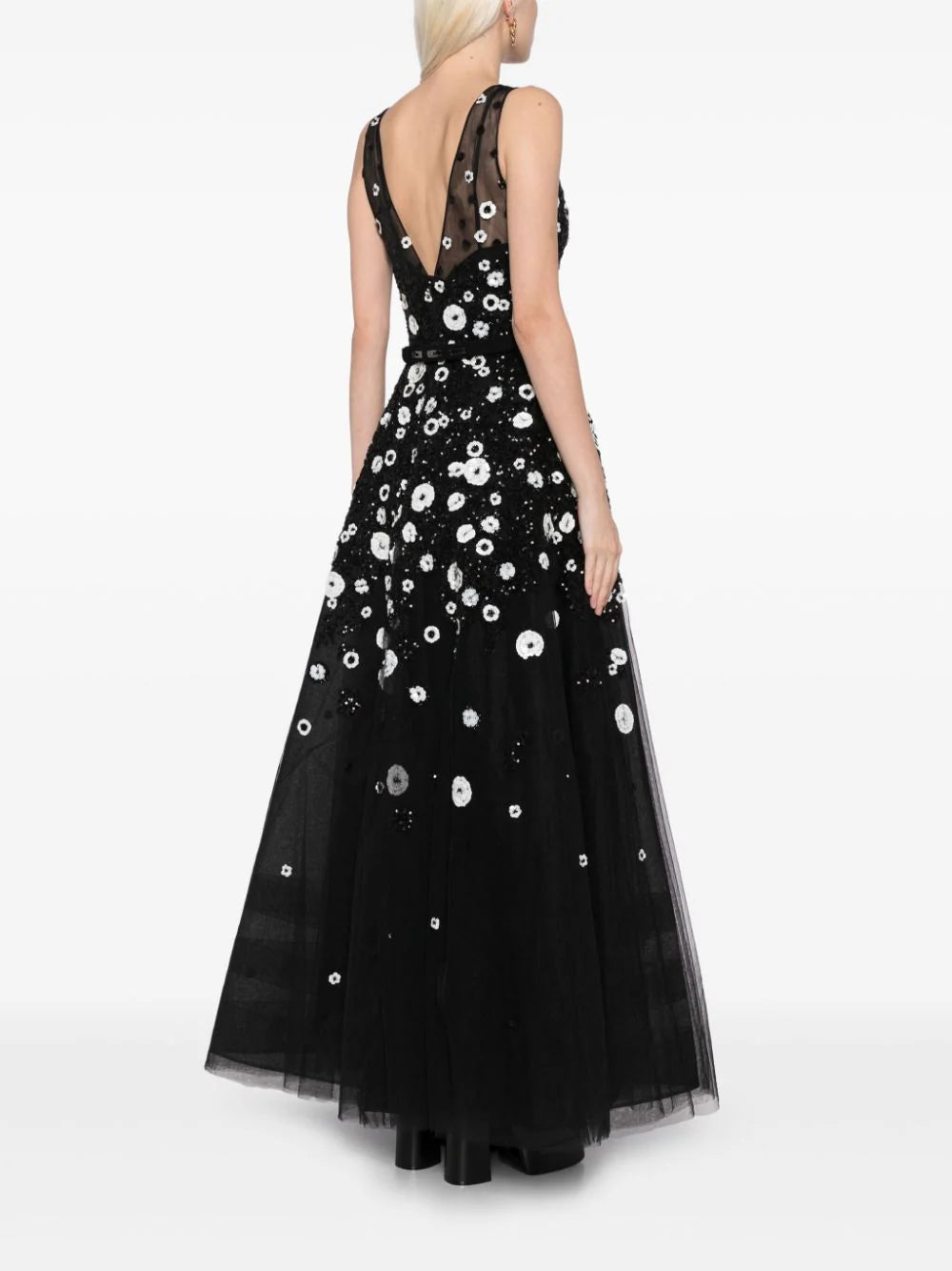 Tulle Ankle Length Dress With Dotted Beading Saiid Kobeisy Online Tulle Ankle Length Dress With Dotted Beading Saiid Kobeisy Online