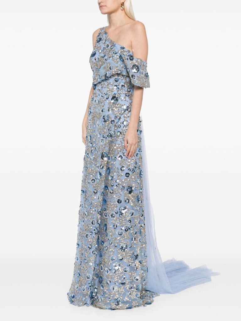 Tulle Dress With Envelope Skirt And Off-Shoulder Sleeves And Tulle Tai Saiid Kobeisy Online Tulle Dress With Envelope Skirt And Off-Shoulder Sleeves And Tulle Tai Saiid Kobeisy Online