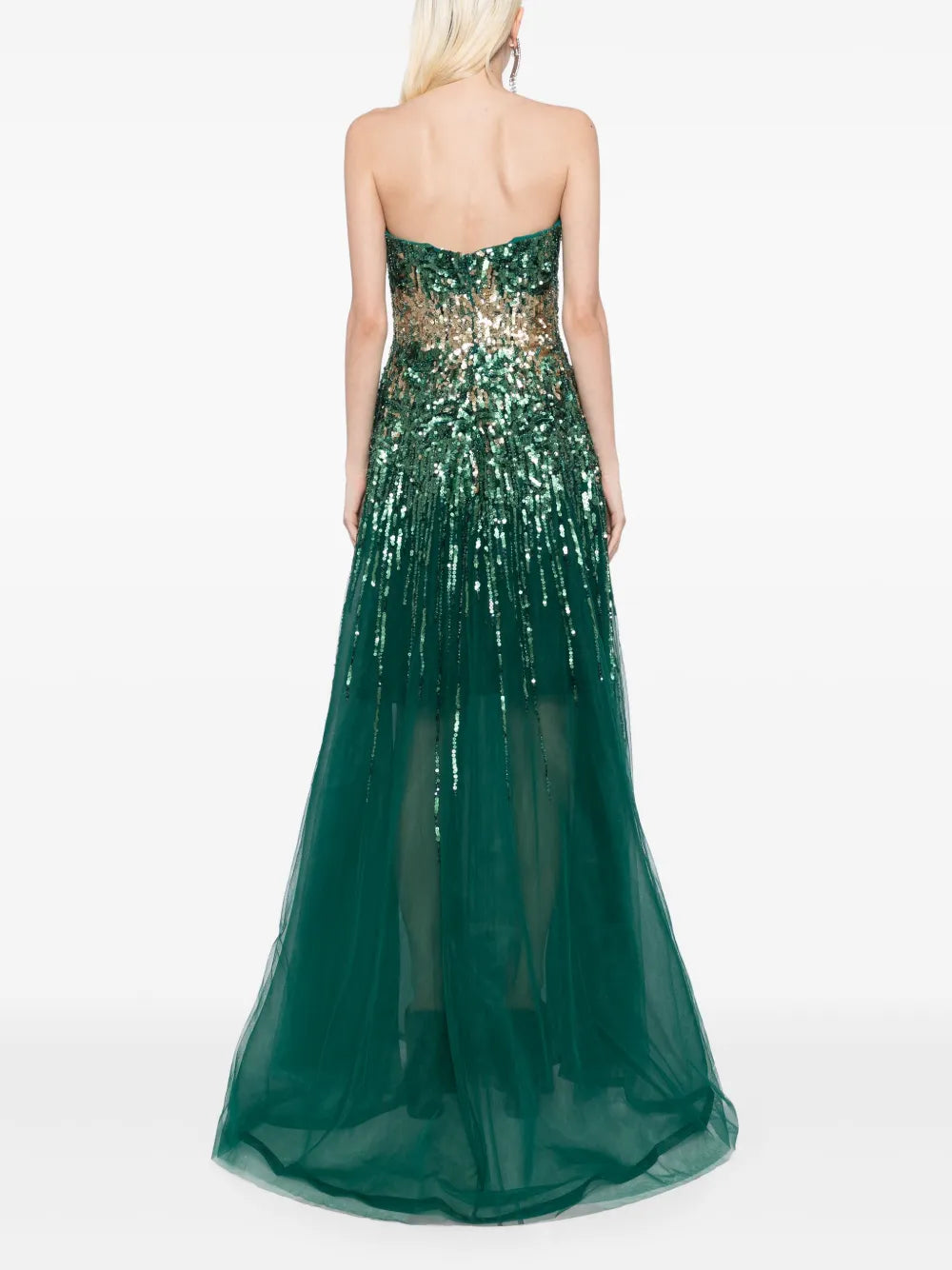 Embroidered Strapless Dress Green / 42