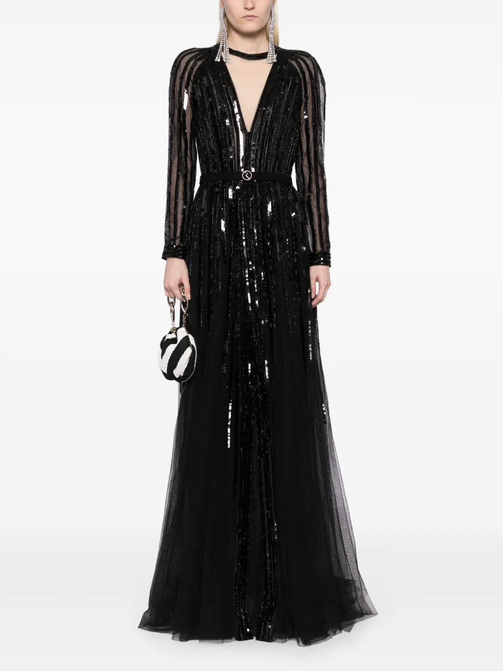 ブラック片肩フリルロングドレス　SAIID KOBEISY サイードコベイシー BRFW24-02Bwithveil_2048x.jpg?v