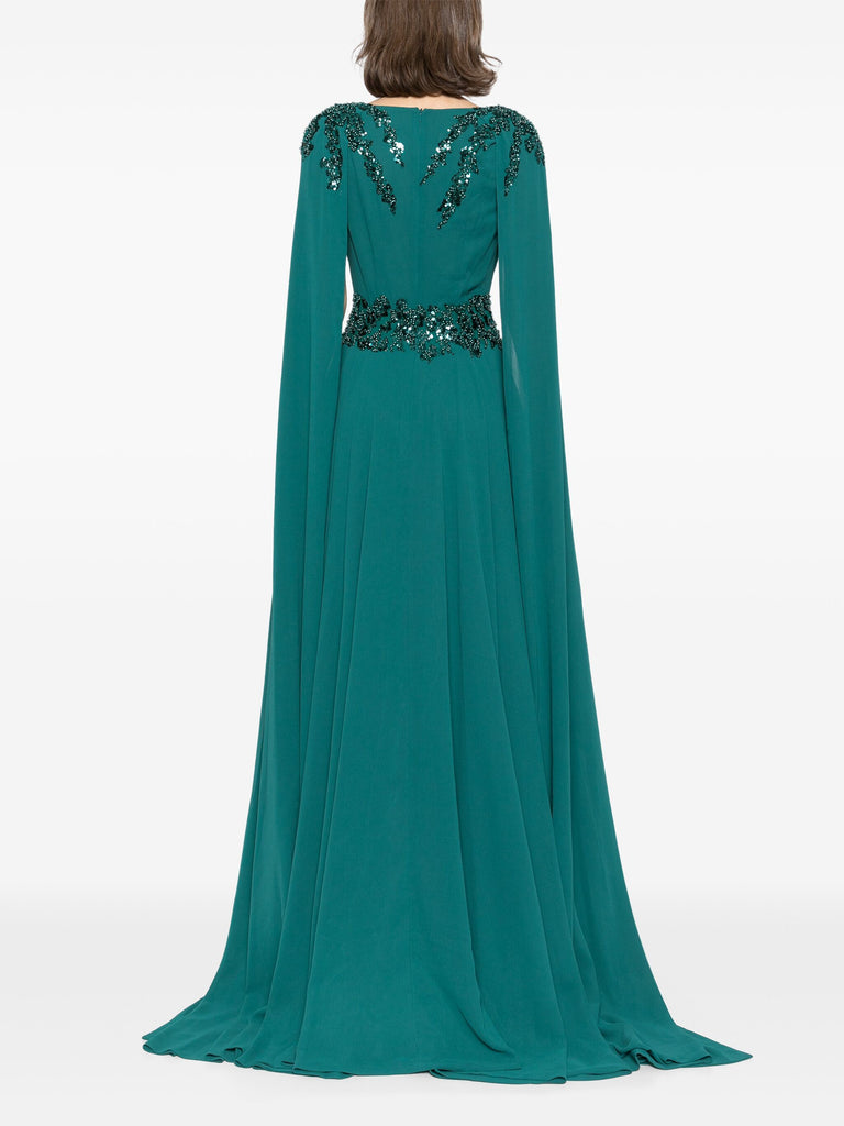 Crepe Dress With Cape Saiid Kobeisy Online Crepe Dress With Cape Saiid Kobeisy Online