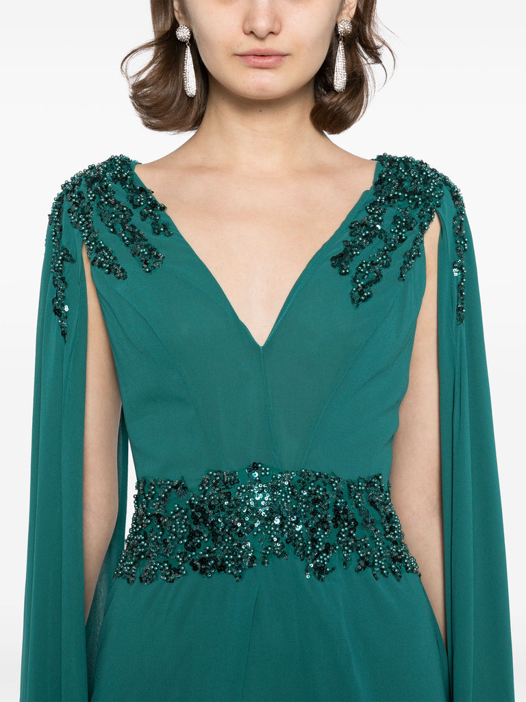 Crepe Dress With Cape Saiid Kobeisy Online Crepe Dress With Cape Saiid Kobeisy Online