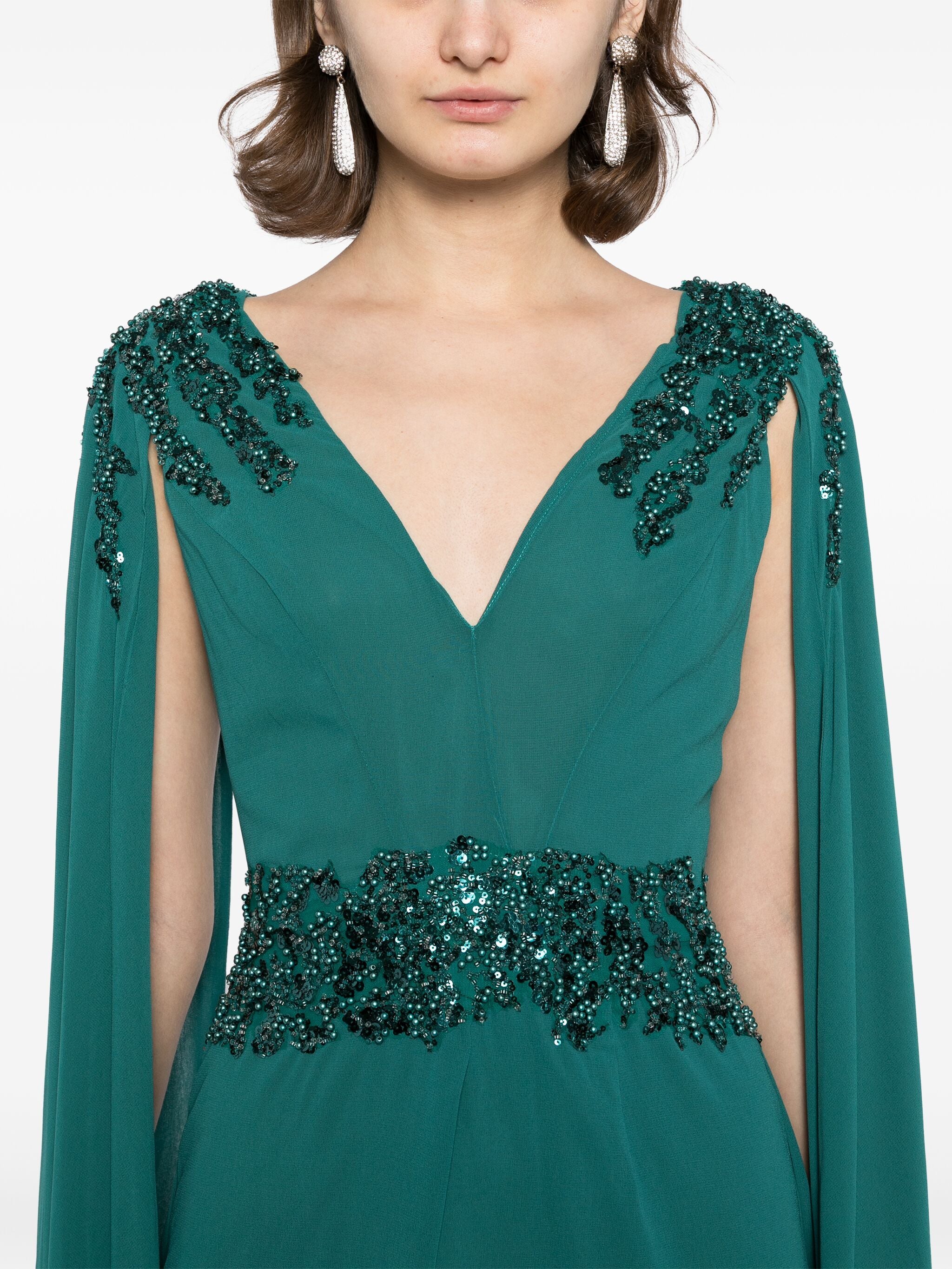 Crepe dress with cape – Saiid Kobeisy Online