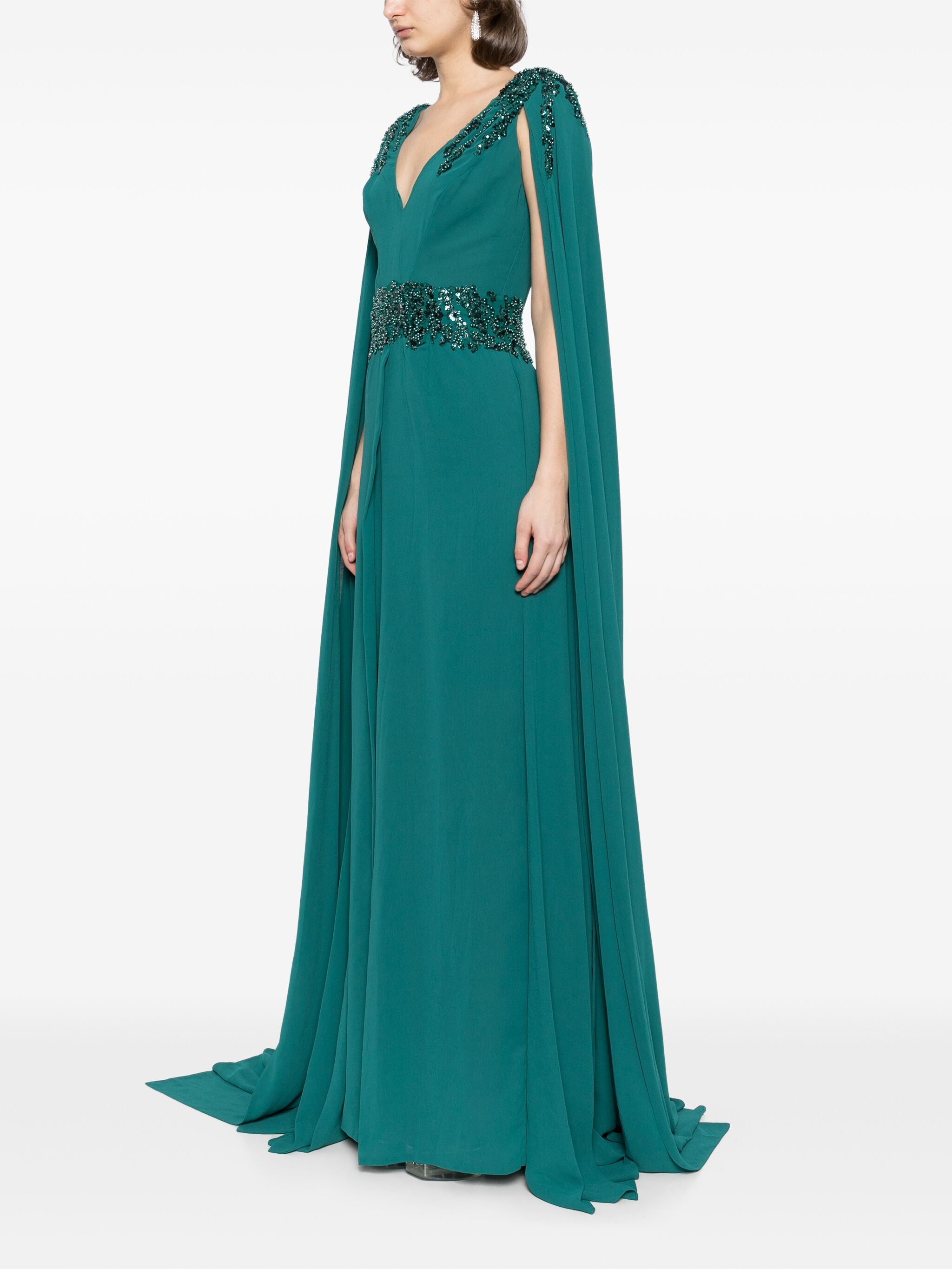 Crepe Dress With Cape Saiid Kobeisy Online Crepe Dress With Cape Saiid Kobeisy Online