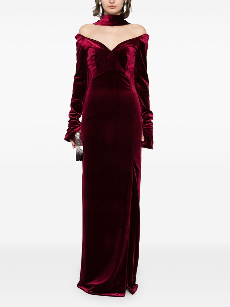 Velvet Long Fitted Dress Saiid Kobeisy Online Velvet Long Fitted Dress Saiid Kobeisy Online
