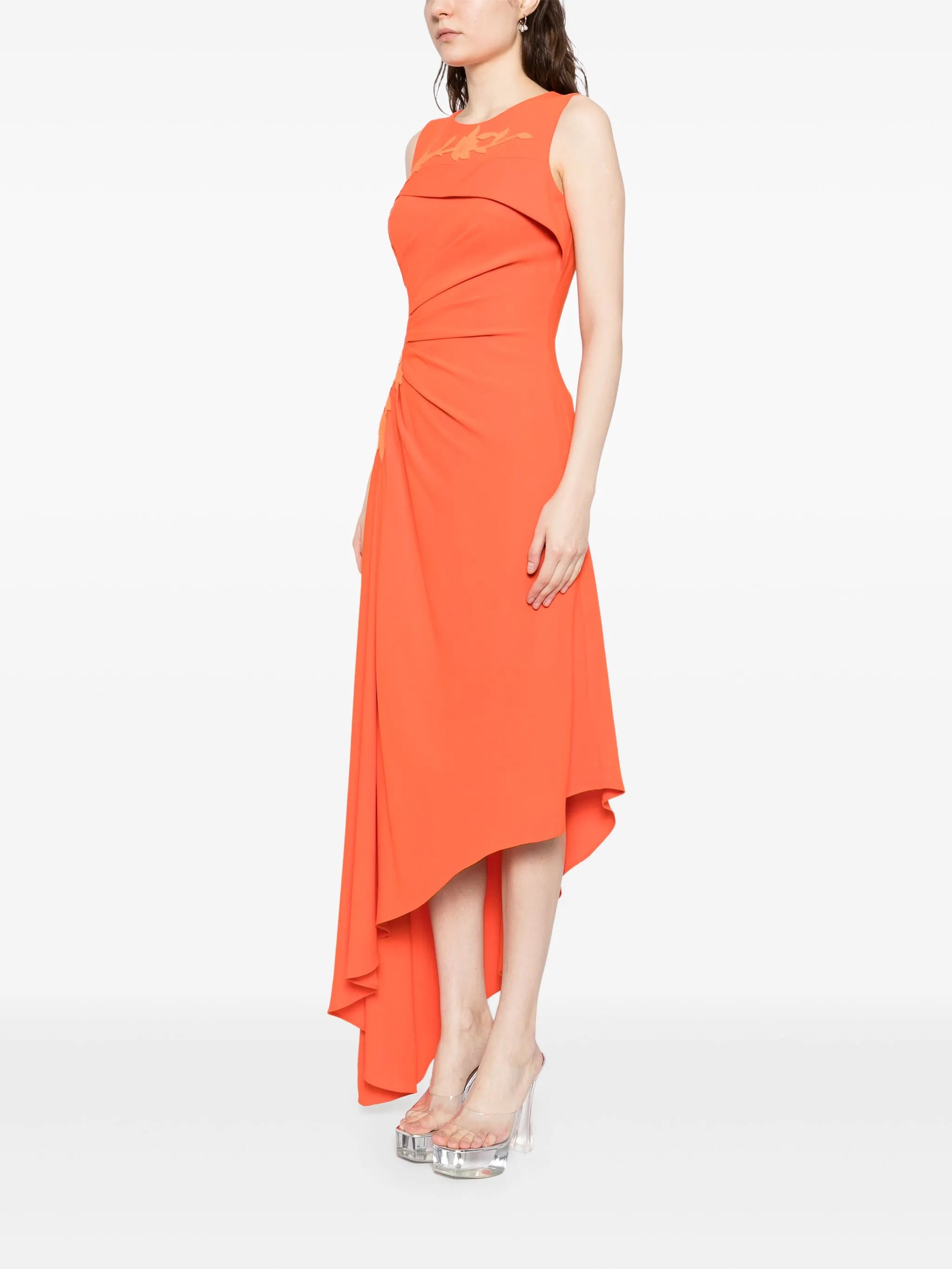 Crepe, high-low dress with matching embroidery – Saiid