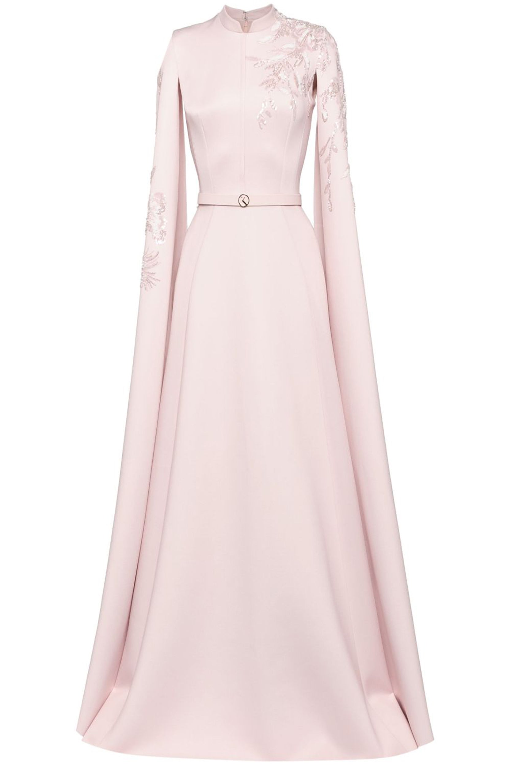 Crepe kaftan Jumpsuit with organza flowers – Saiid Kobeisy
