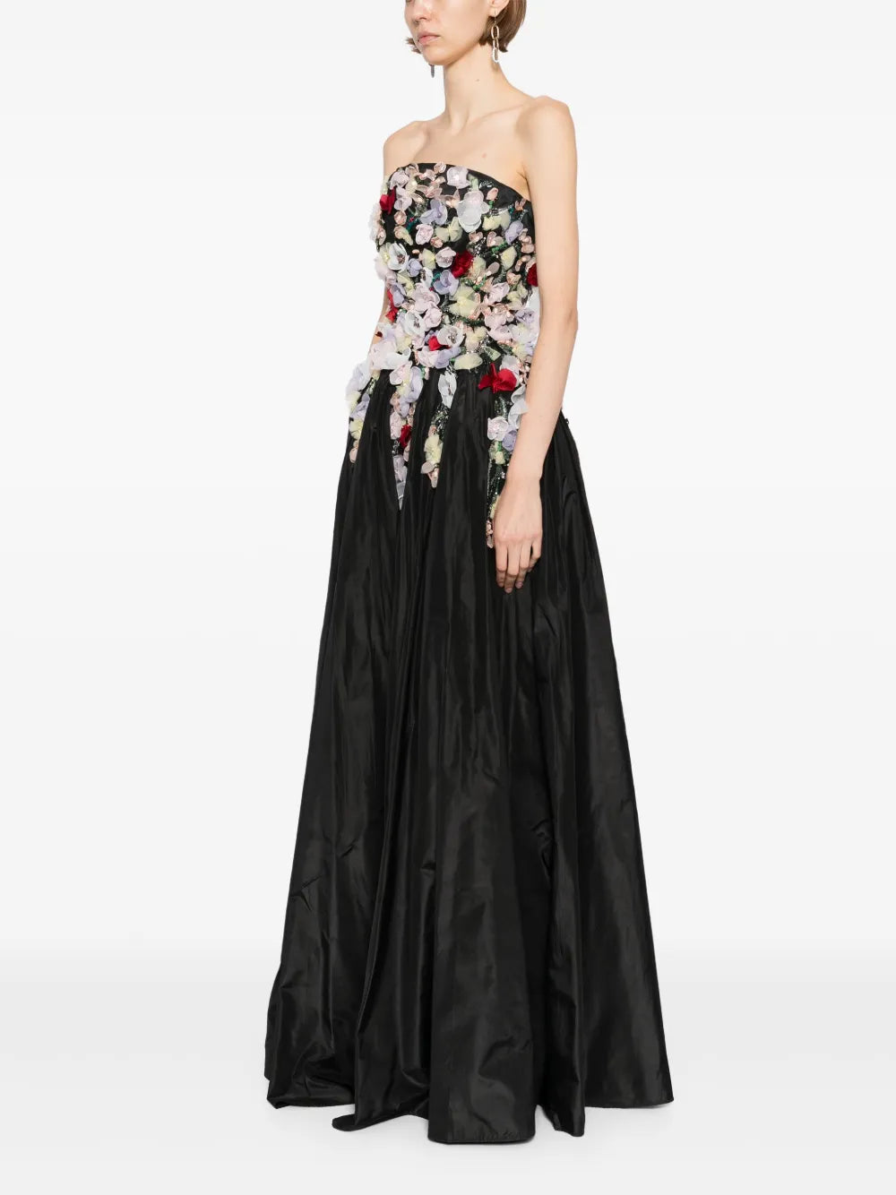Embellished 3D flowers taffeta gown – Saiid Kobeisy Online