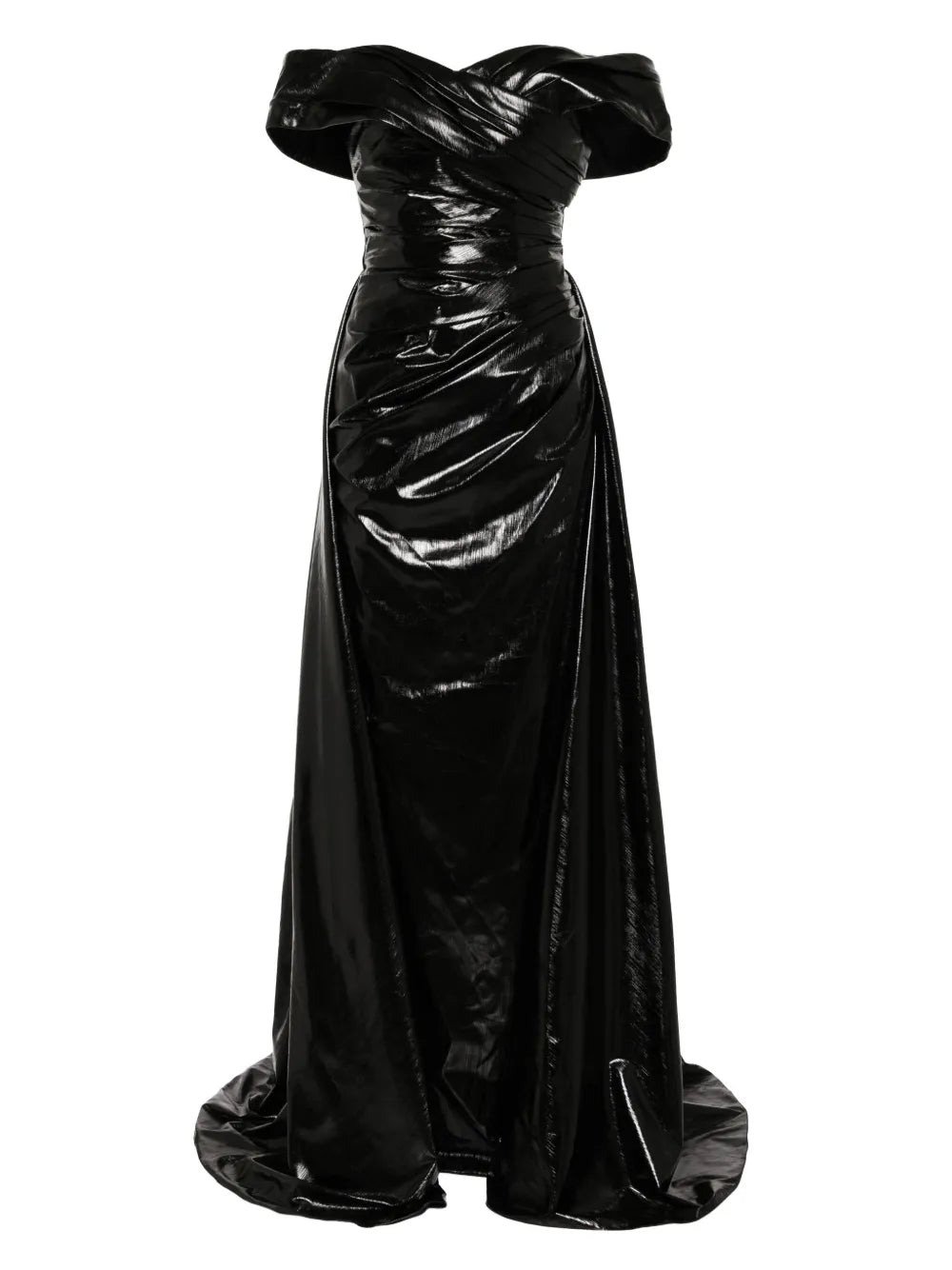 Gold Lame Off-Shoulder Dress Jetblack / 46