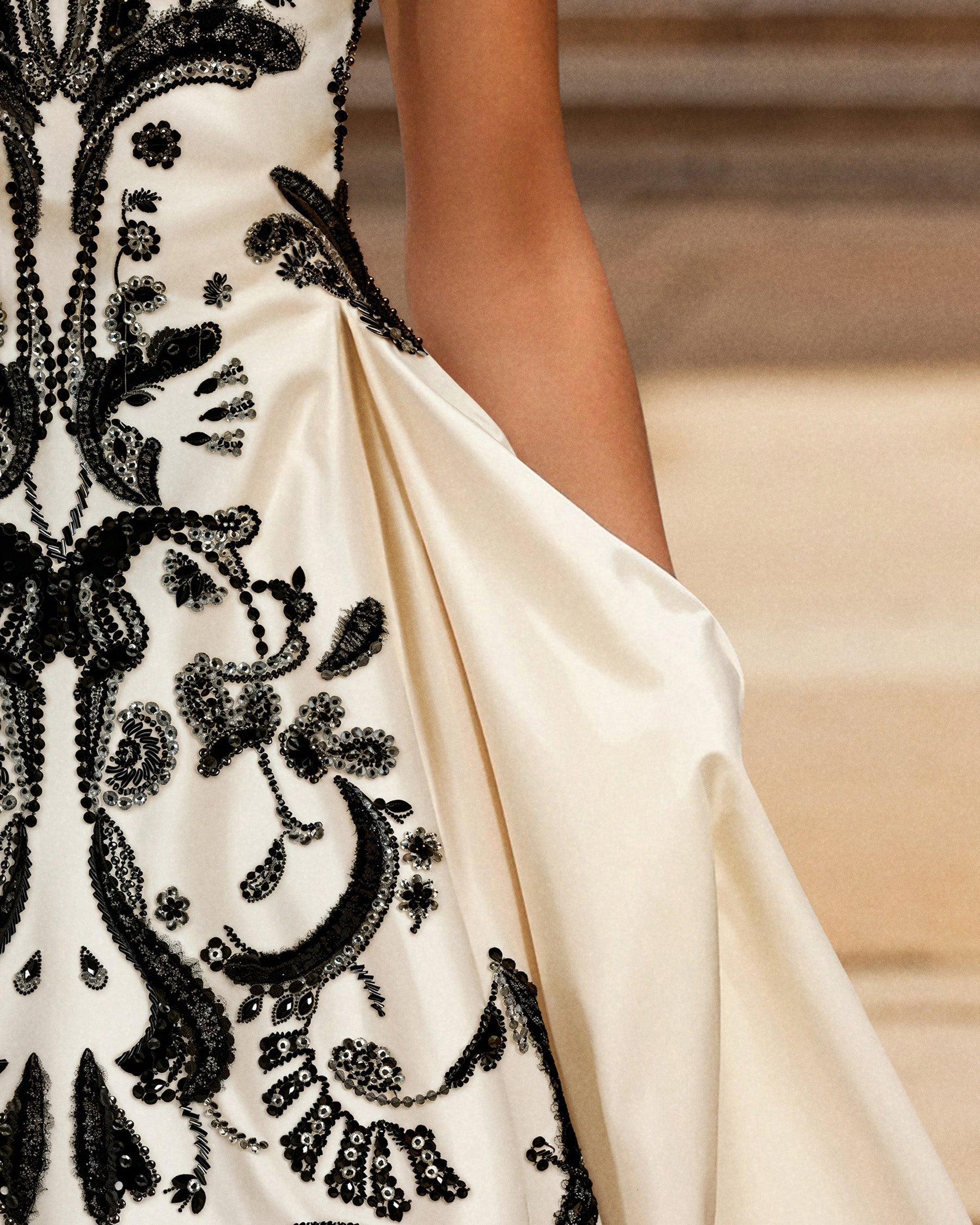 Embroidered crepe marocain jumpsuit with cape – Saiid