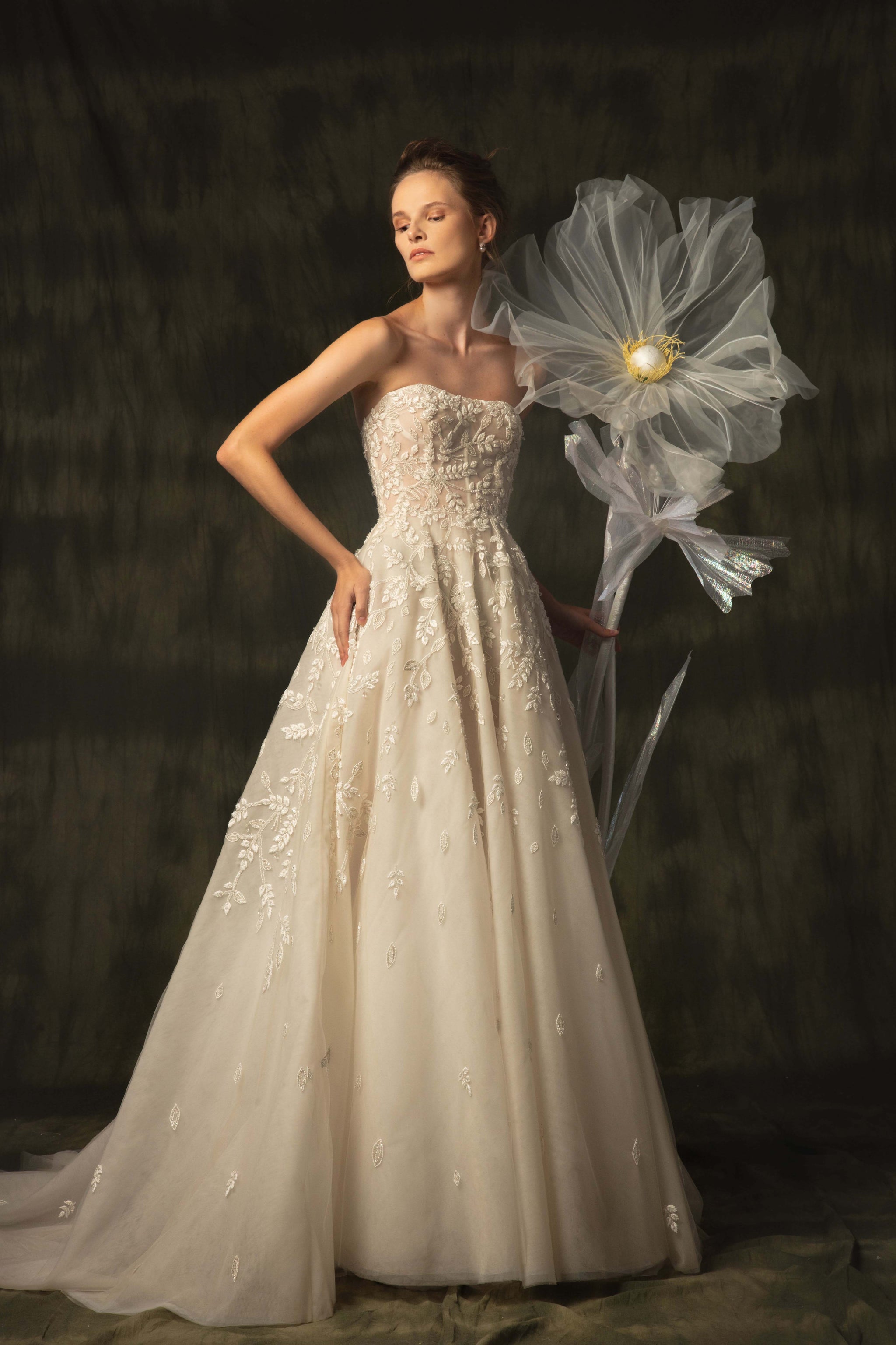 オールインワン・サロペット Saiid Kobeisy Tulle, Strapless Beaded Dress With Heart Tulle beaded dress with overskirt – Saiid Kobeisy Online