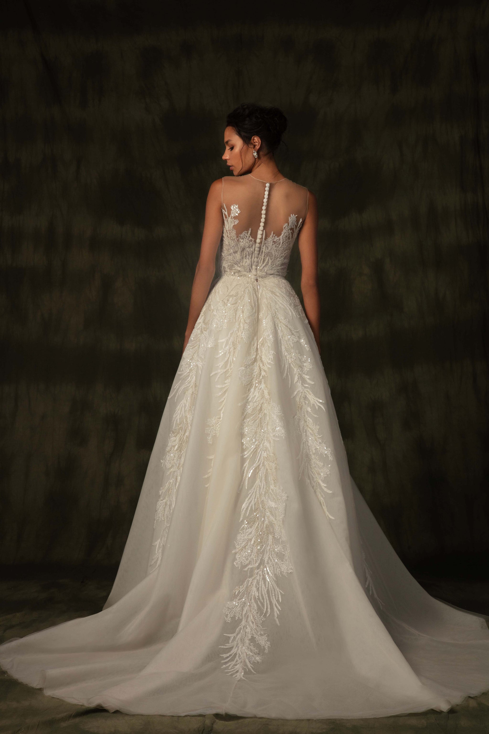 Tulle beaded dress with overskirt – Saiid Kobeisy Online