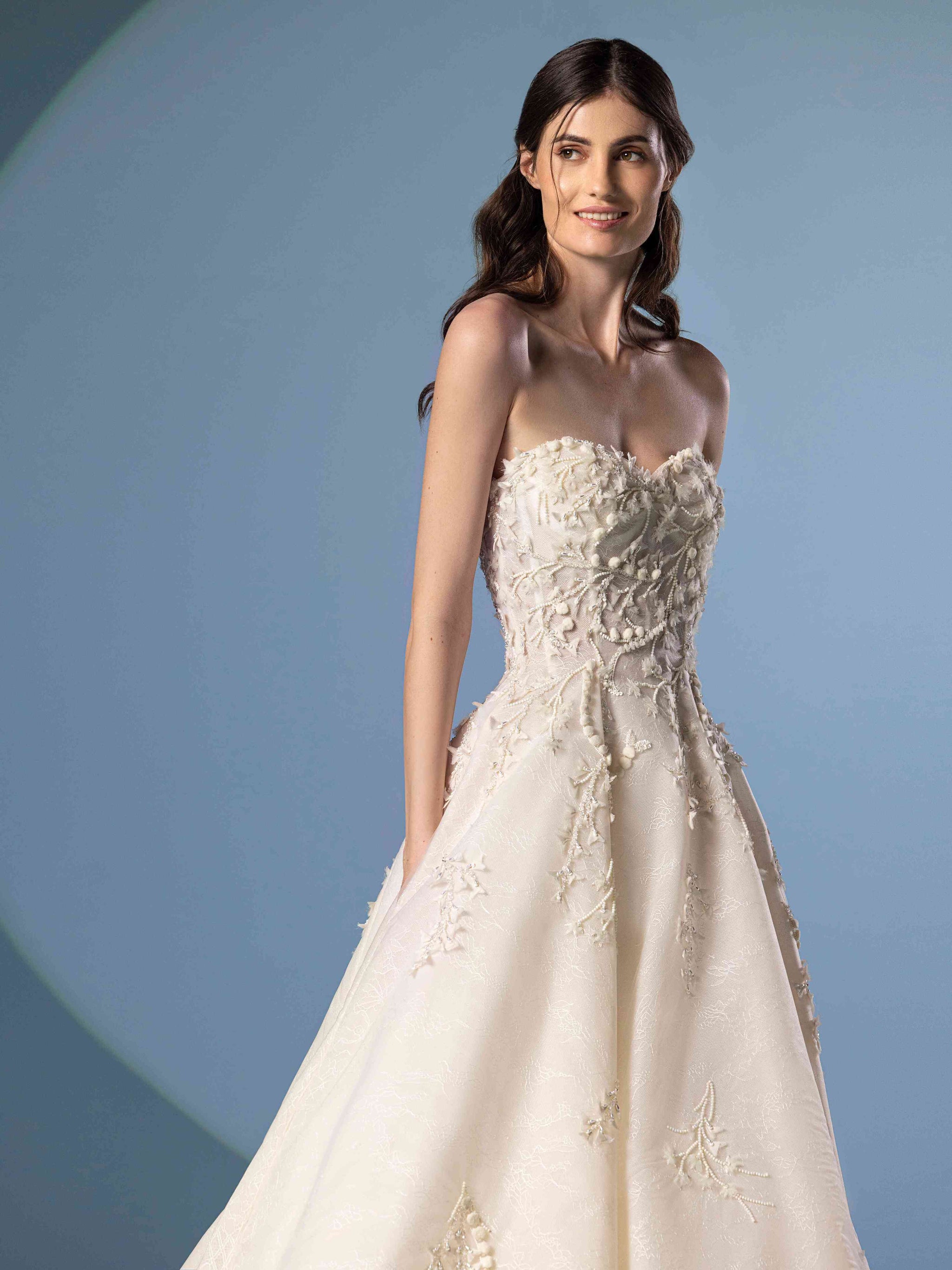 Tulle strapless beaded dress – Saiid Kobeisy Online