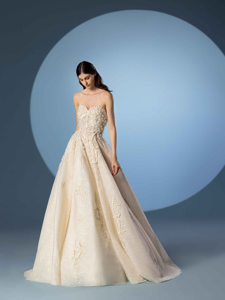 strapless tulle dress with caviar beading Colette by Daphne CL8640 Tulle Caviar Beading Lining Dress