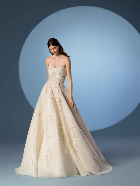 Tulle strapless beaded dress – Saiid Kobeisy