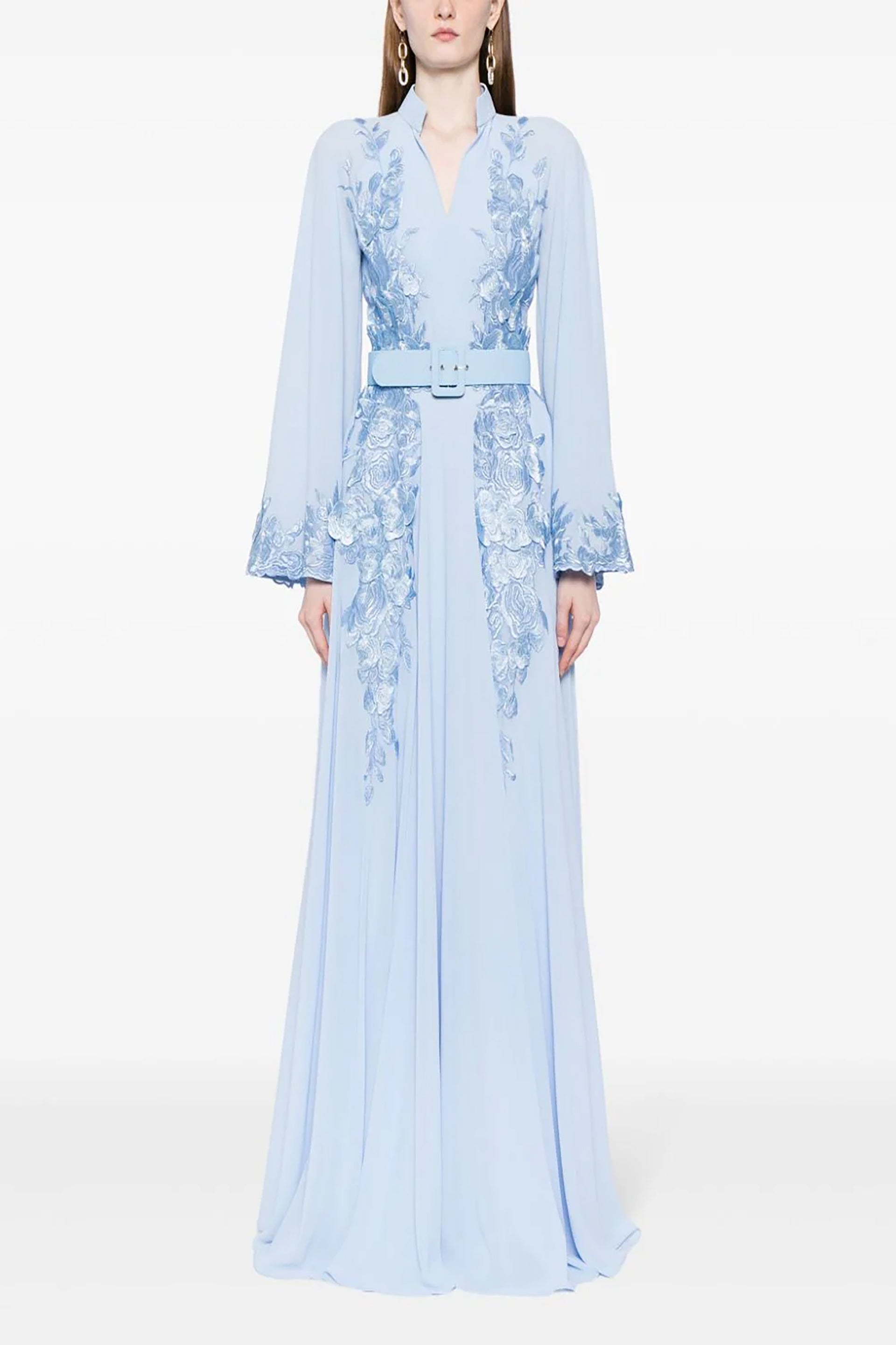 Crepe Georgette Beaded Kaftan Saiid Kobeisy Online Crepe Georgette Beaded Kaftan Saiid Kobeisy Online