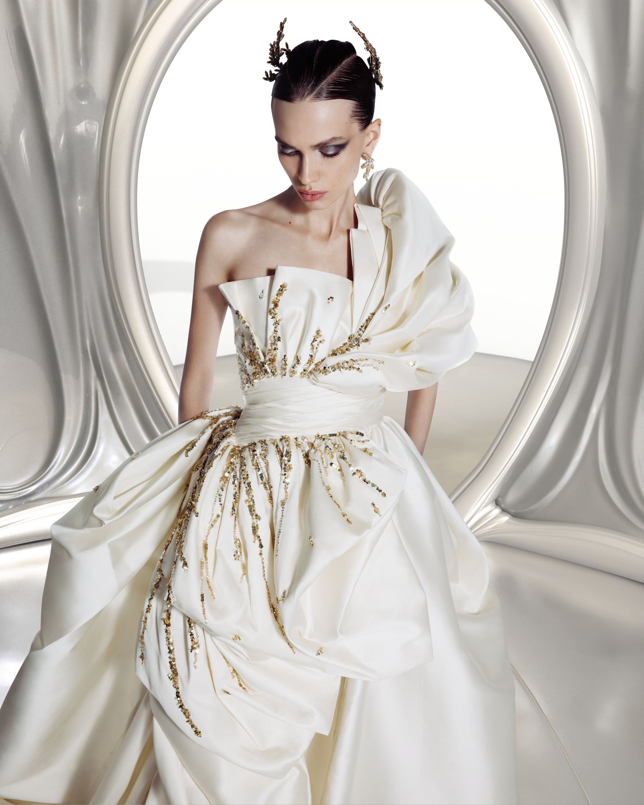 美品 ANDRESD taffeta tulle vest set dress Tarik Ediz 98507 Tafetta Dress - Spring 2024 Collection