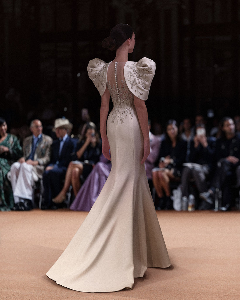 Mousseline Satin Embroidered Dress Saiid Kobeisy Online Mousseline Satin Embroidered Dress Saiid Kobeisy Online