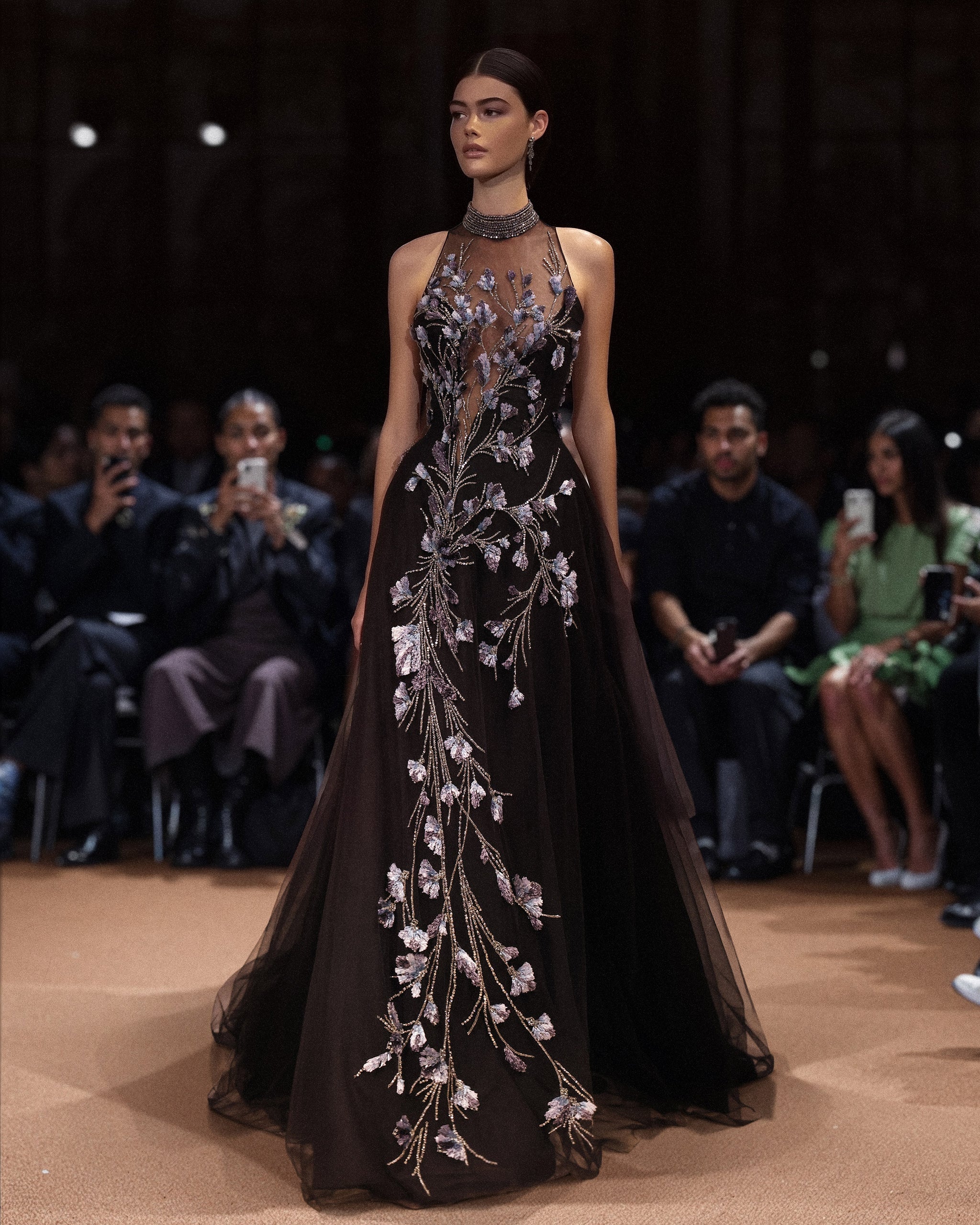 Triple Crepe Satin Embroidered Dress – Saiid Kobeisy Online