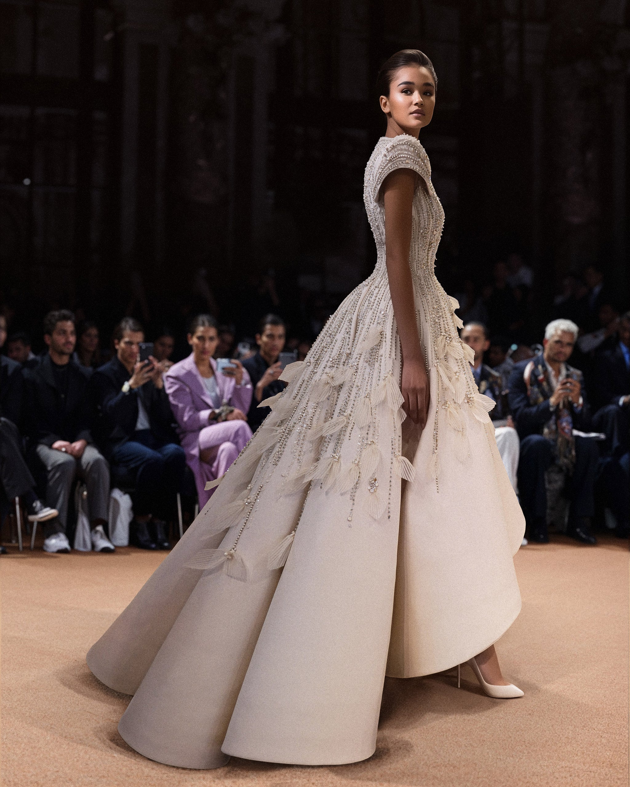 Triple Crepe Satin Embroidered Dress – Saiid Kobeisy Online