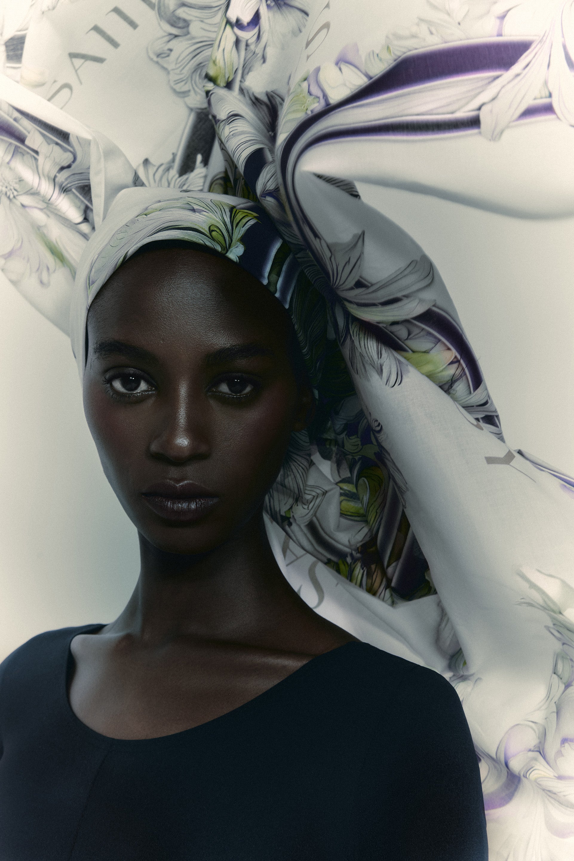 スカーフ Saiid Kobeisy Aqua Sky Crepe ette Silk Scarf Saiid Kobeisy Aqua Sky Crepe Georgette Silk Scarf In Blue