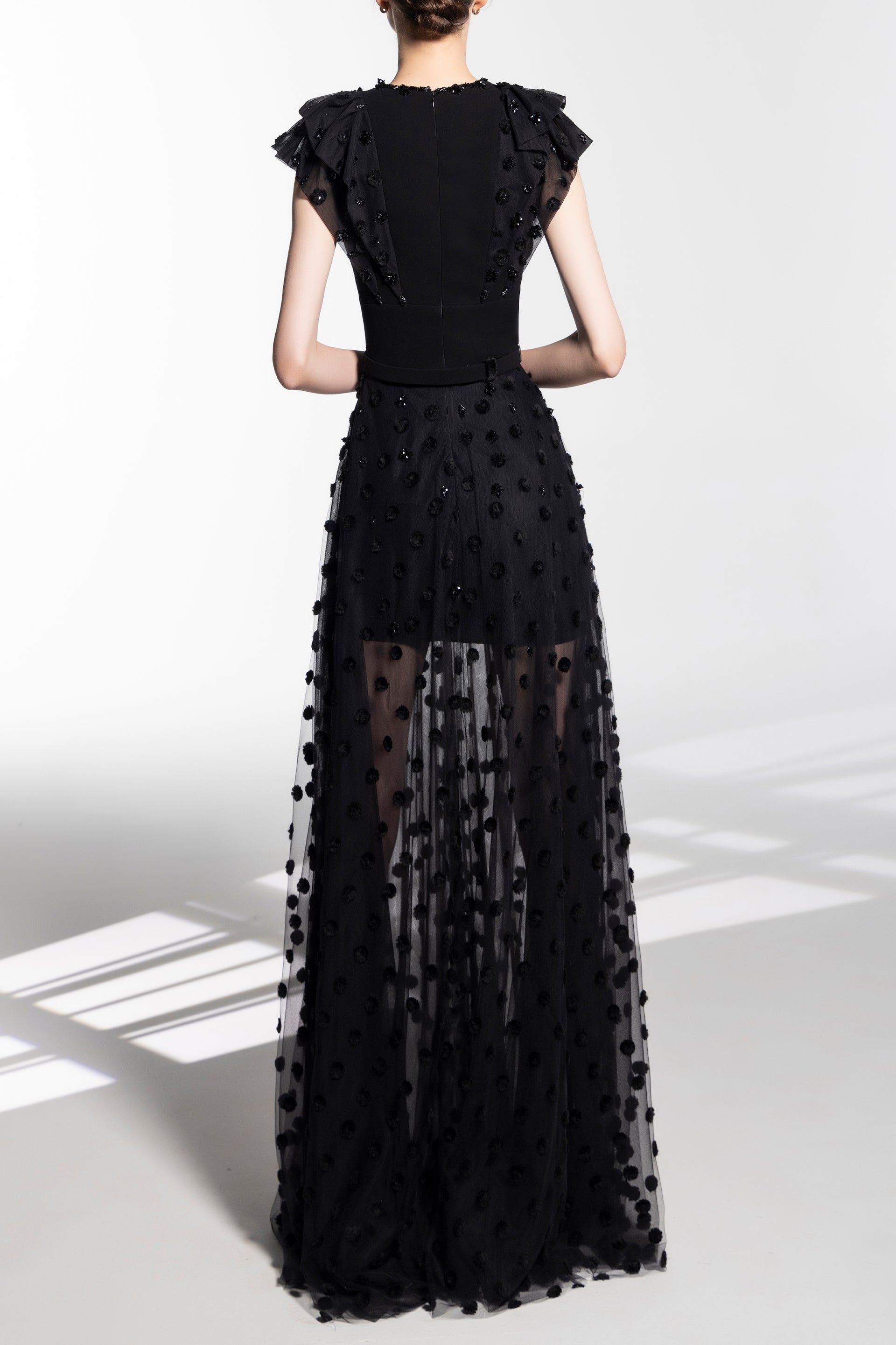 Beaded tulle dress with polka dots – Saiid Kobeisy Online