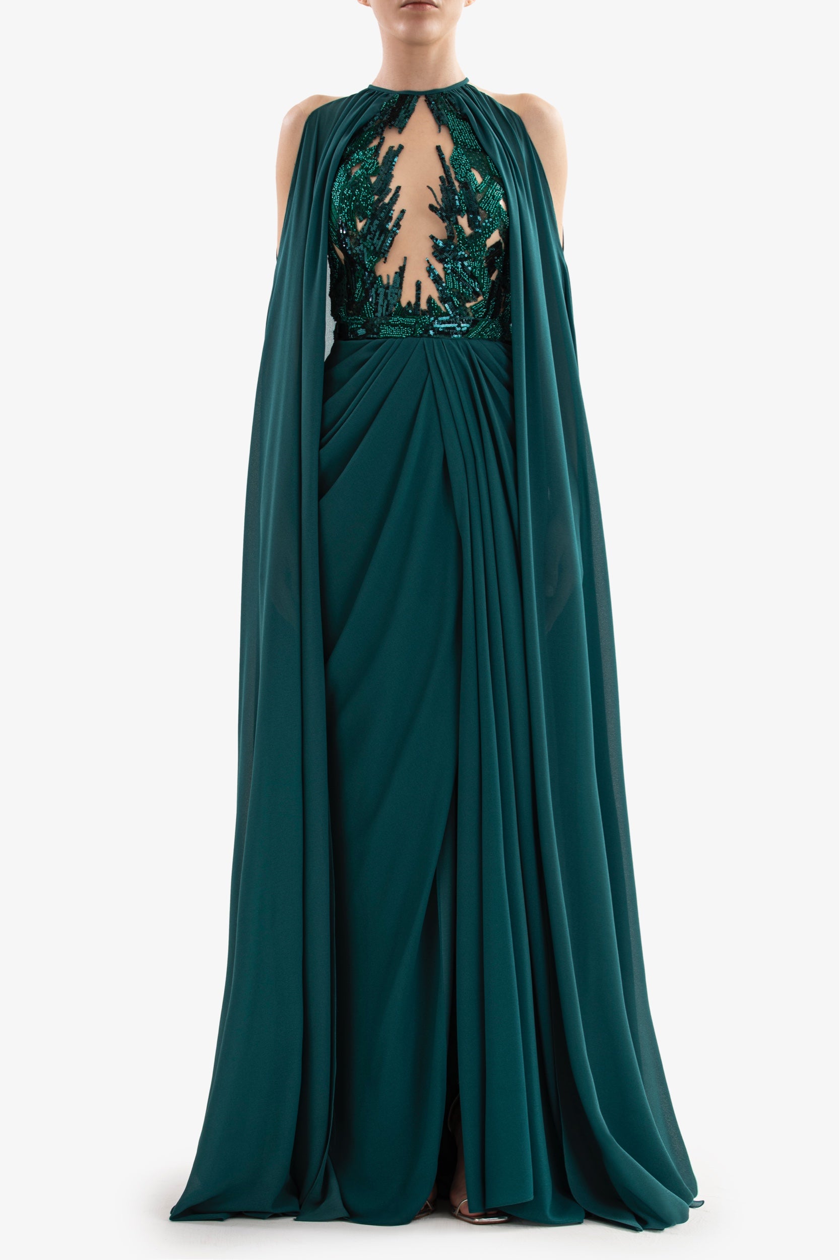Pleated Dress With Cape – Saiid Kobeisy Online