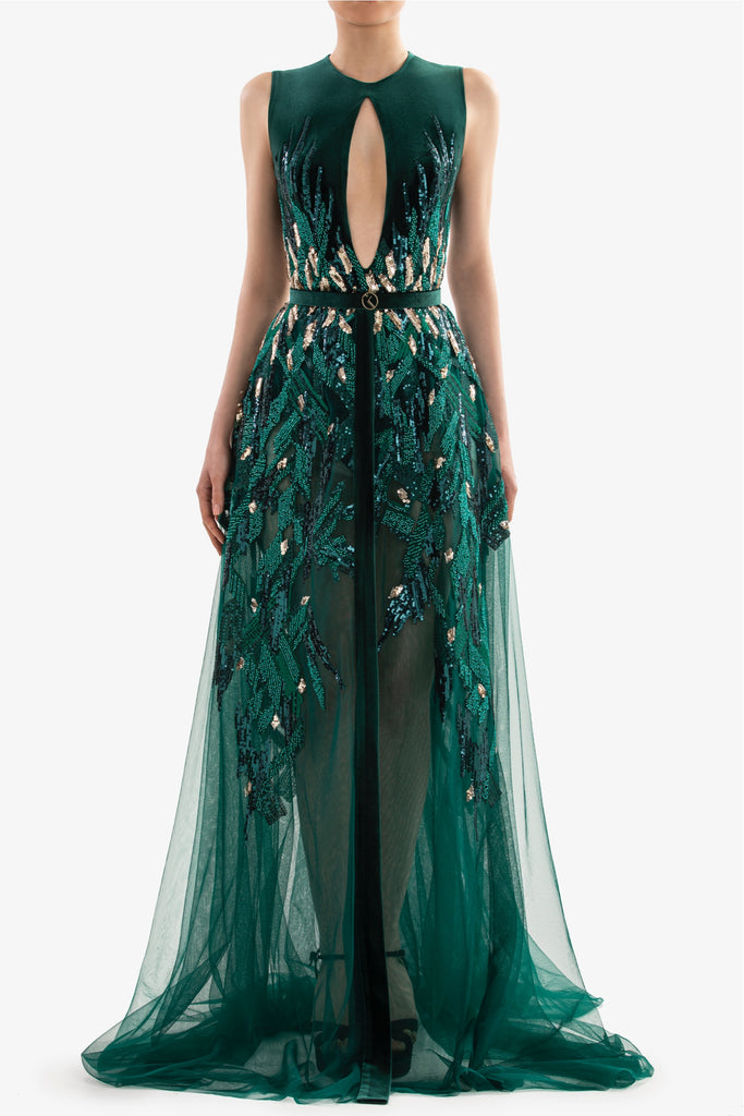 Velvet Embroidered Dress Saiid Kobeisy Online Velvet Embroidered Dress Saiid Kobeisy Online