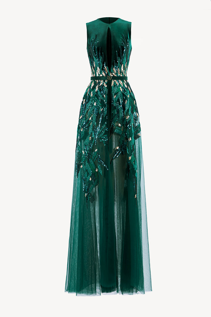 green velvet embroidered dress Vicki Embroidered Velvet Mini Dress Green