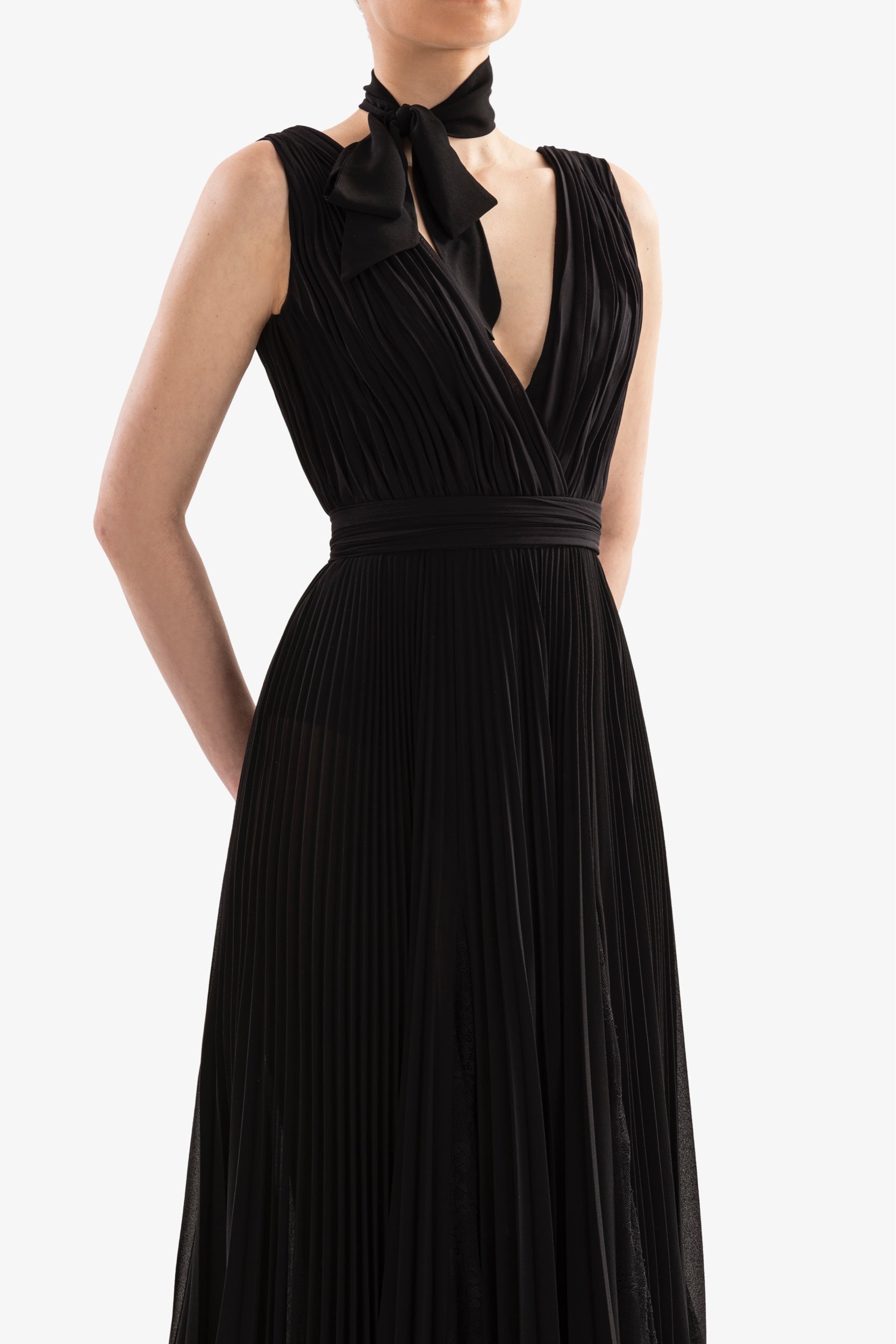 オールインワン・サロペット Saiid Kobeisy Pleated Dress With Lace Pleated dress with lace – Saiid Kobeisy Online