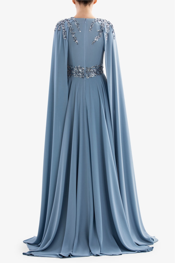 Crepe Dress With Cape Saiid Kobeisy Online Crepe Dress With Cape Saiid Kobeisy Online