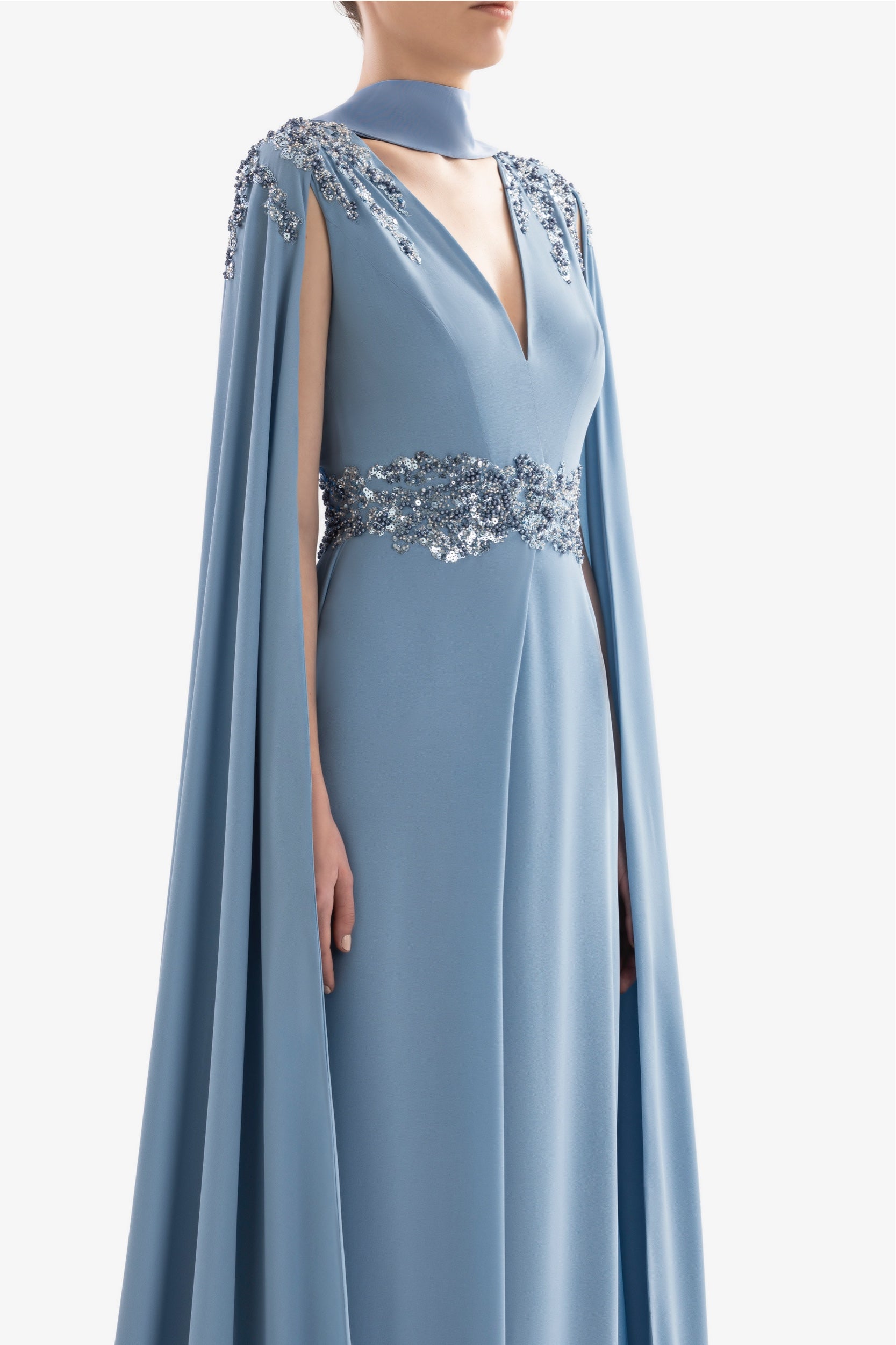 オールインワン・サロペット Saiid Kobeisy Jersey Dress With Cape Jersey dress with cape – Saiid Kobeisy Online