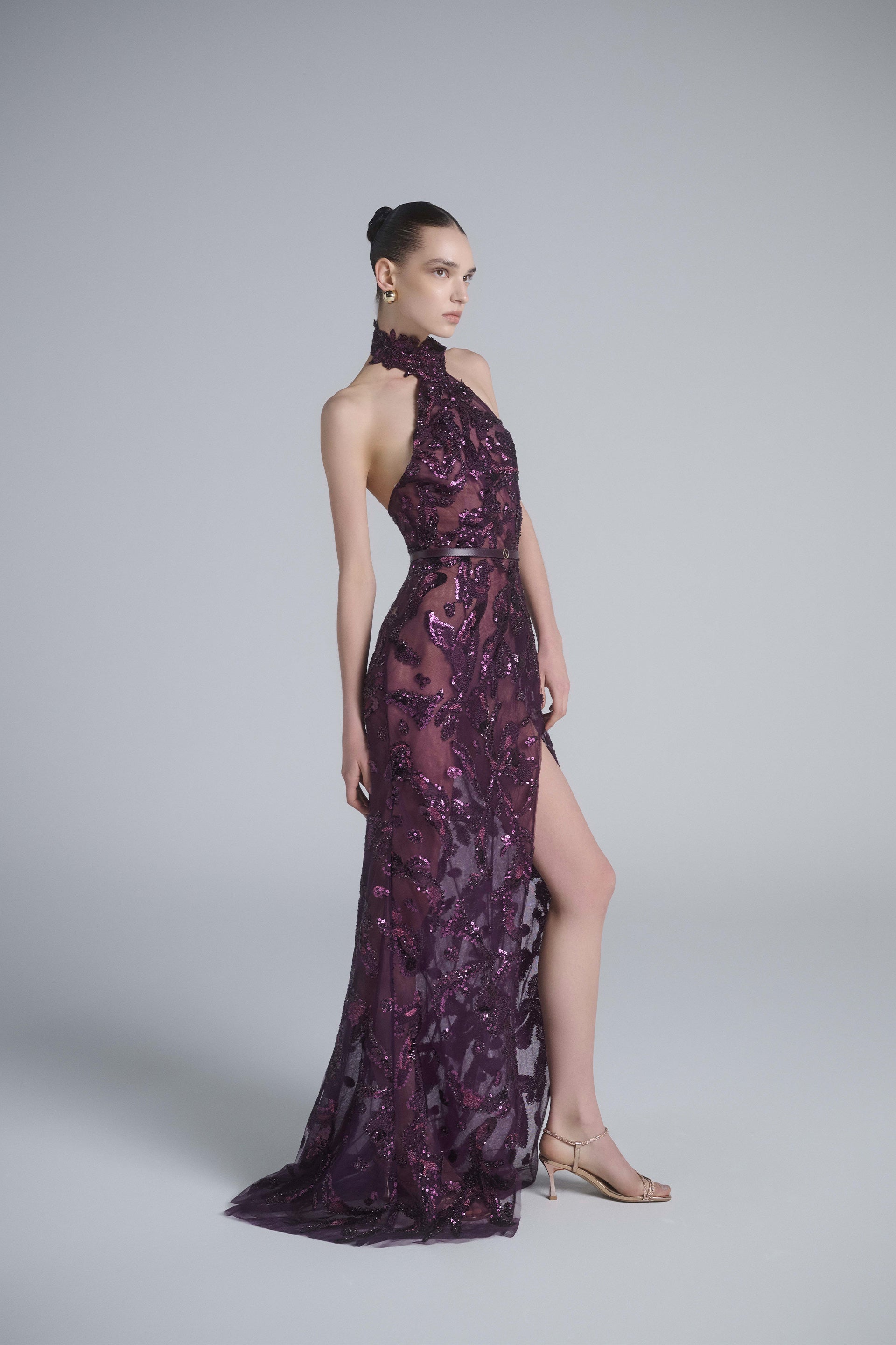 halter neck tulle dress Halter Neck Embroidered Tulle Dress – Saiid Kobeisy