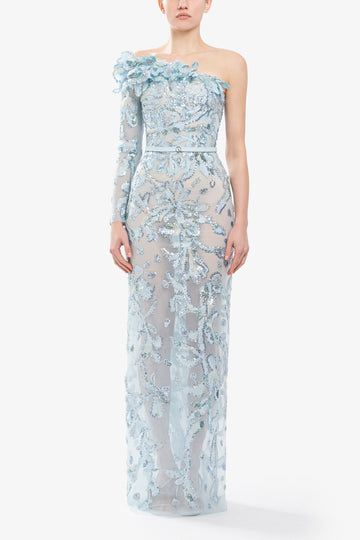 One-Shoulder Embroidered Tulle Dress – Saiid Kobeisy Online