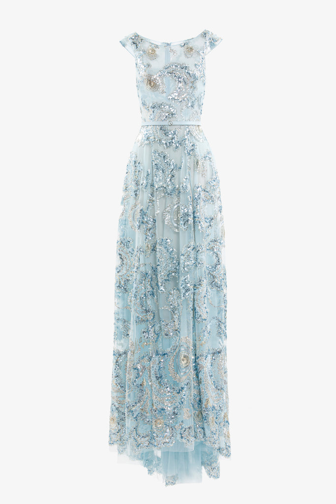 Embroidered Tulle Long Dress  Saiid Kobeisy Online